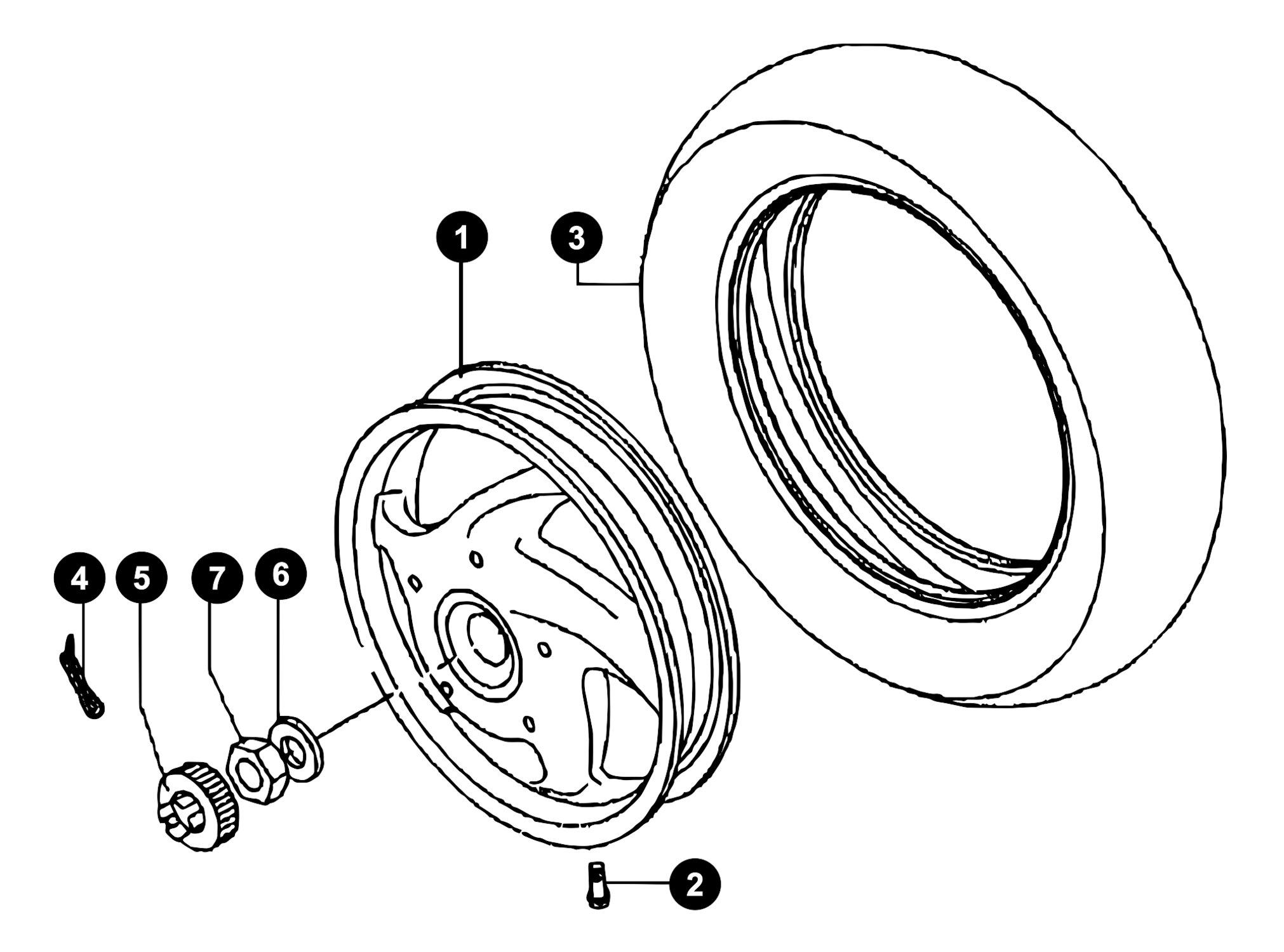 Image of Vespa LX 50 Ersatzteile Hinterrad
