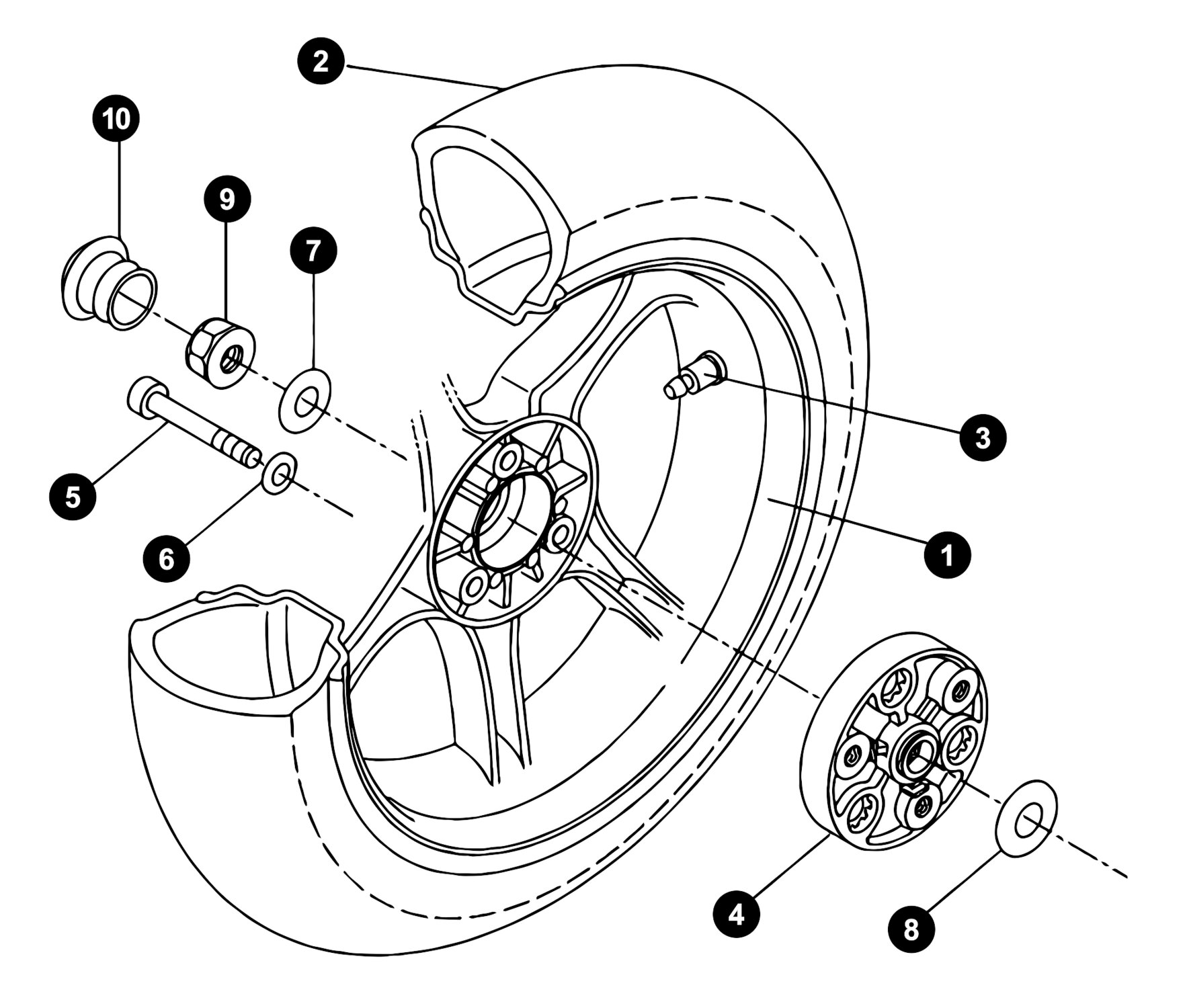 Image of Yamaha Aerox ab '13 Ersatzteile Hinterrad