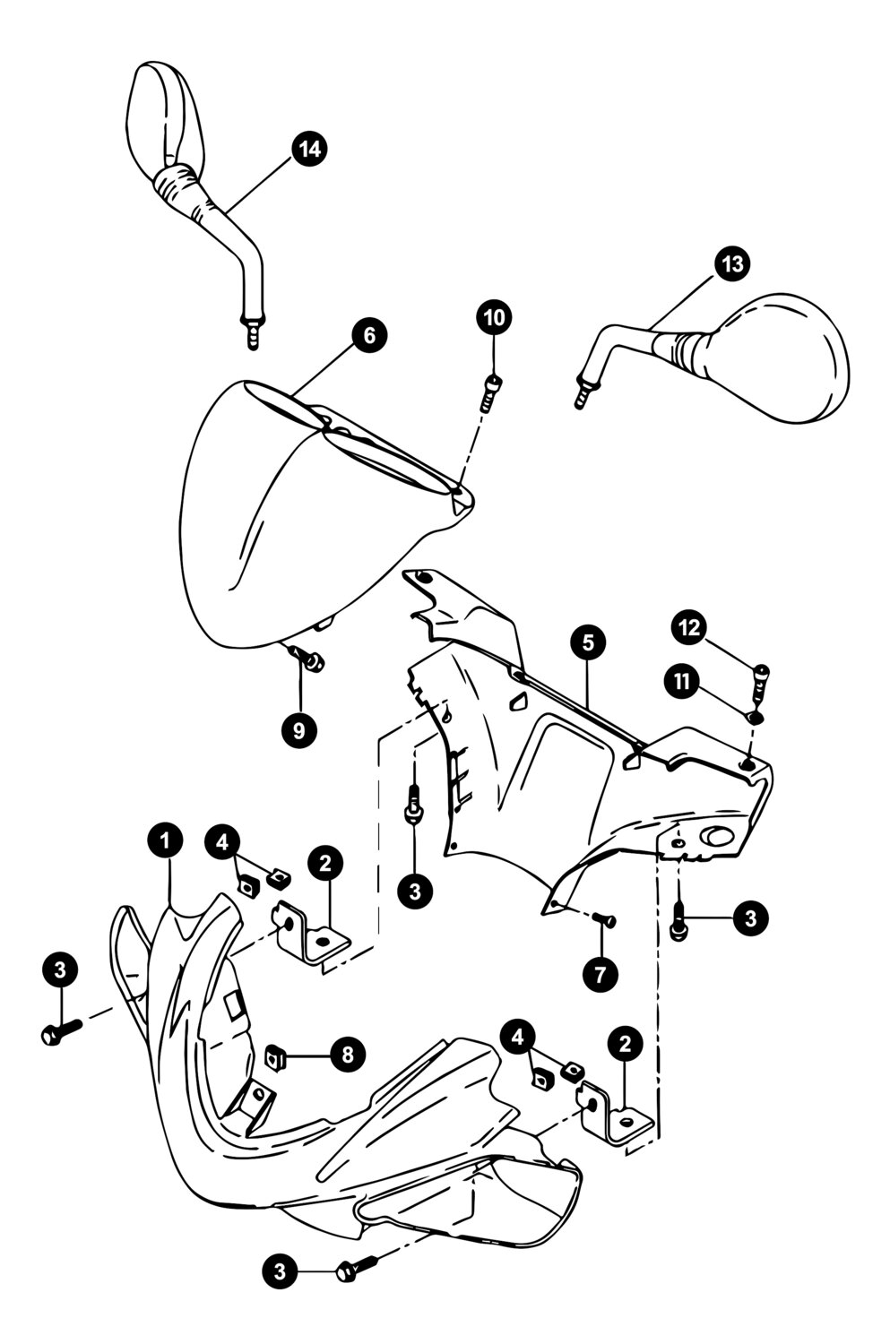 Image of Yamaha Aerox bis '13 Ersatzteile Lenkerverkleidung / Spiegel