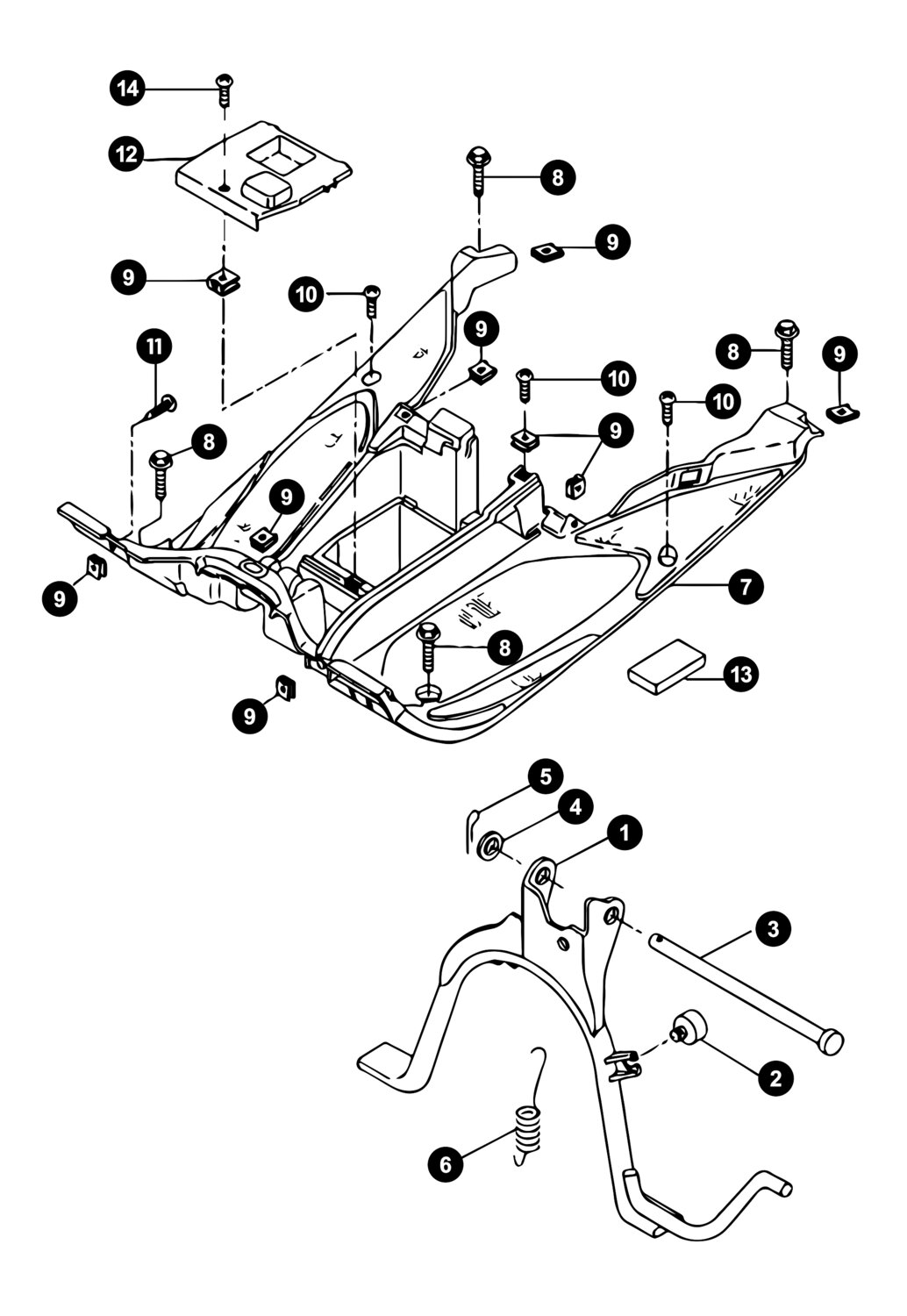 Image of Yamaha Aerox bis '13 Ersatzteile Trittbrett / Hauptständer