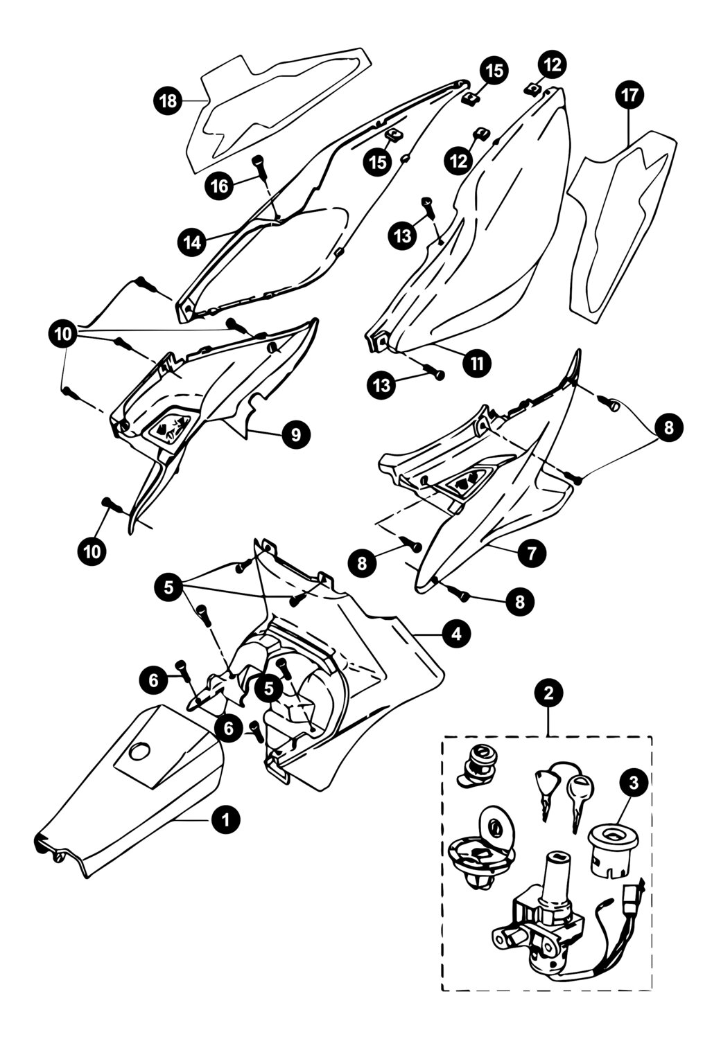 Image of Yamaha Aerox bis '13 Ersatzteile Seitenverkleidung / Zündschloss