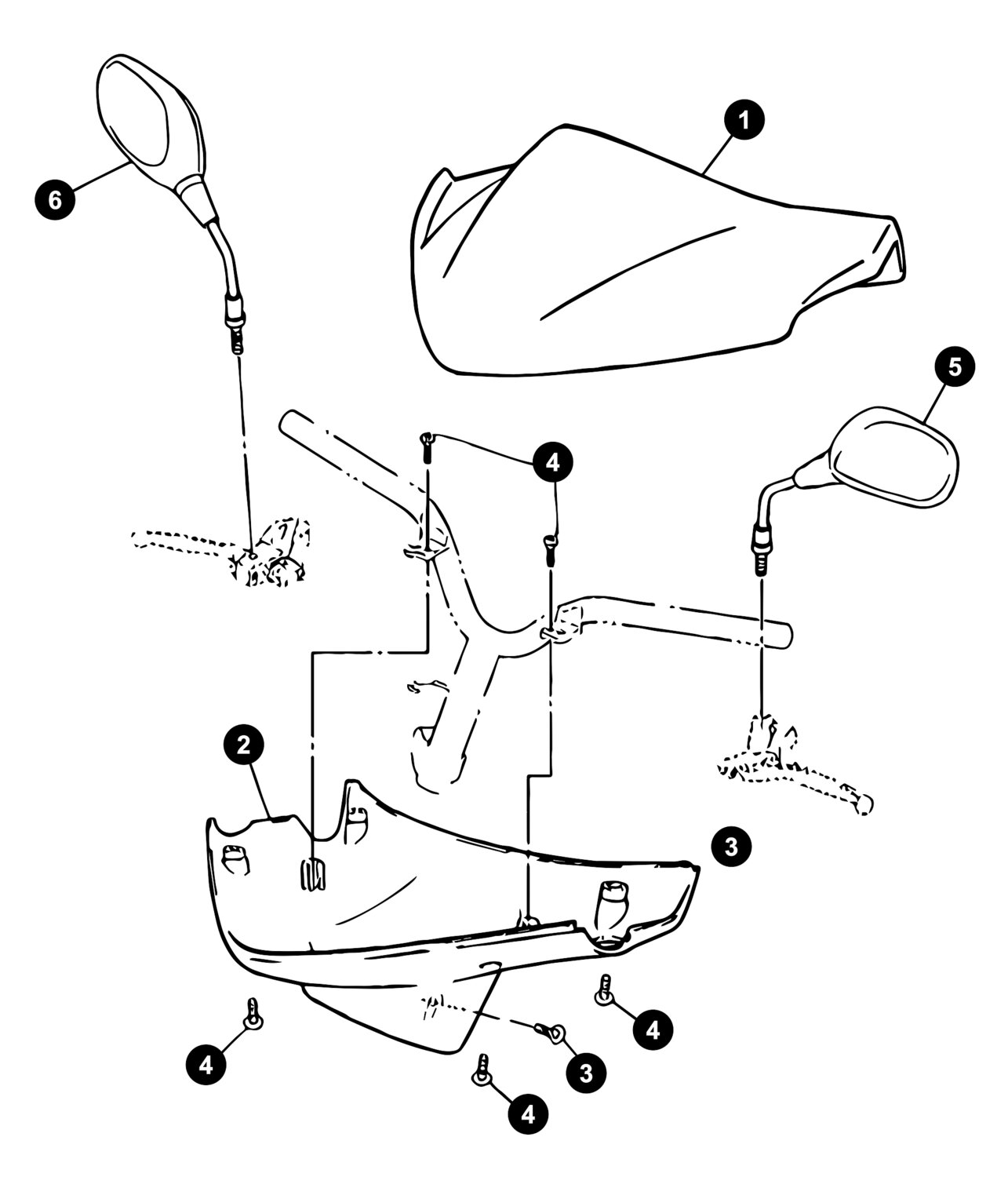 Image of Yamaha Jog Ersatzteile Lenkerverkleidung / Spiegel