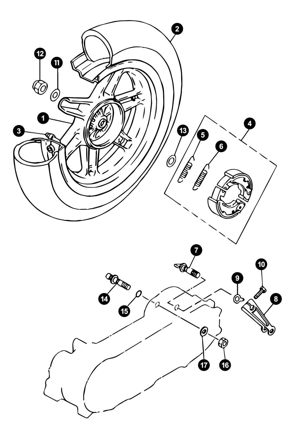 Image of Yamaha Jog Ersatzteile Hinterrad / Bremse