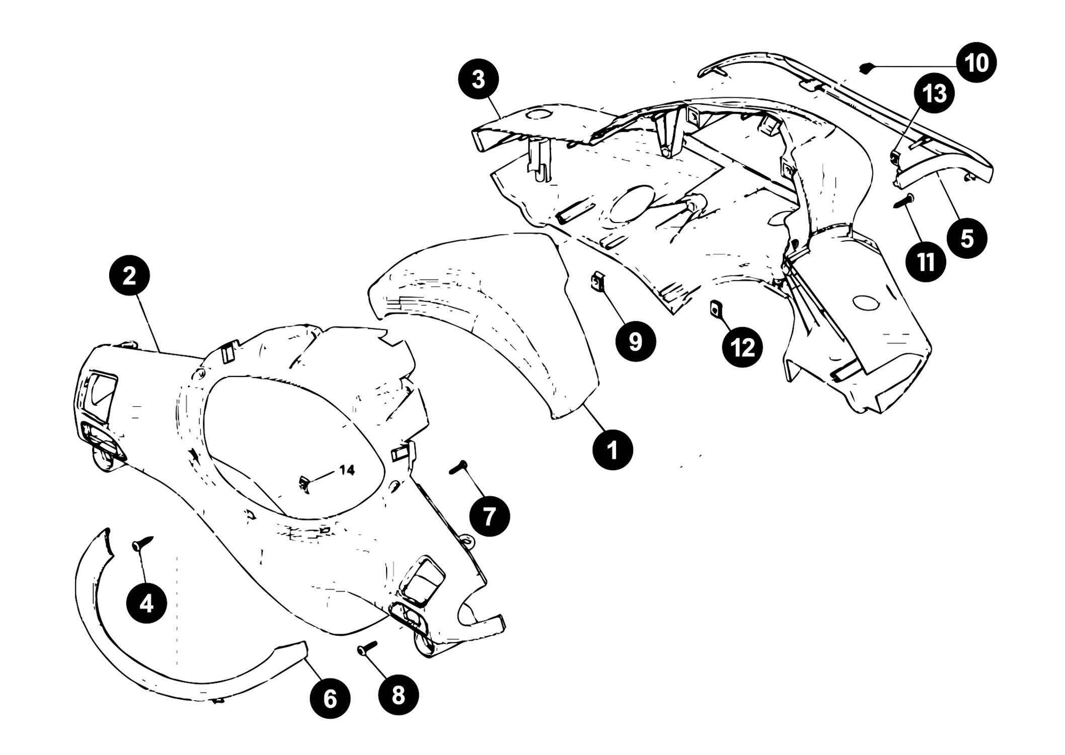 Image of Piaggio Fly '12 - '15 Ersatzteile Lenkerverkleidung