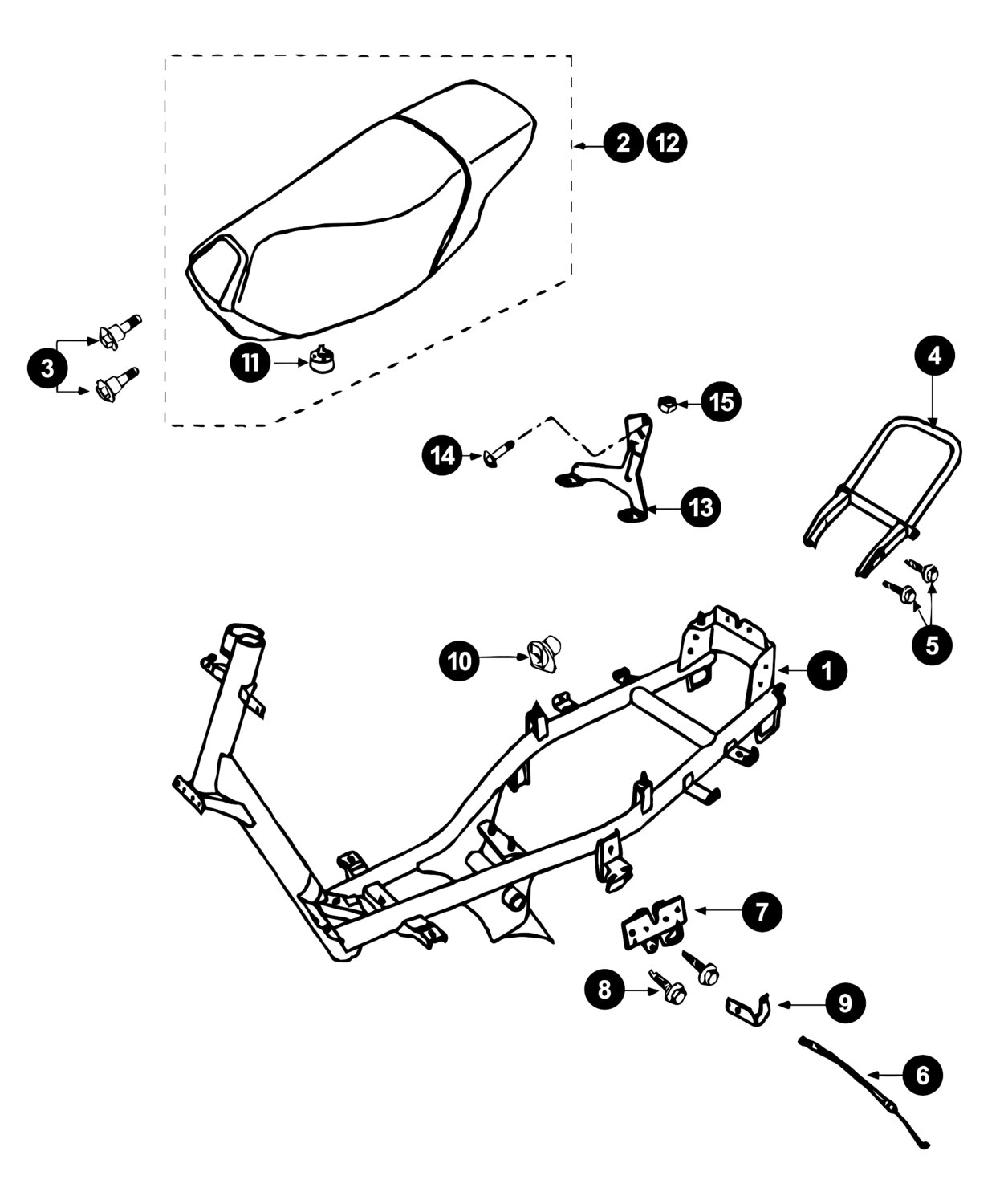 Image of Peugeot Vivacity Ersatzteile Rahmen / Sitzbank