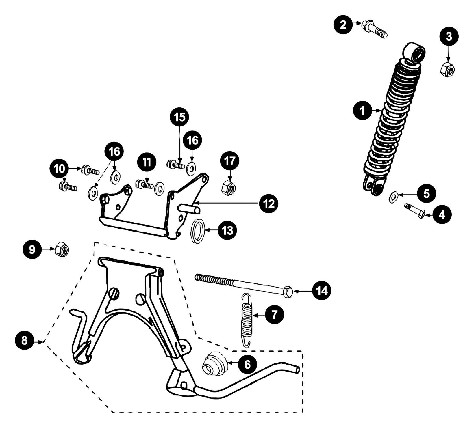 Image of Peugeot Vivacity Ersatzteile Hauptständer / Stossdämpfer