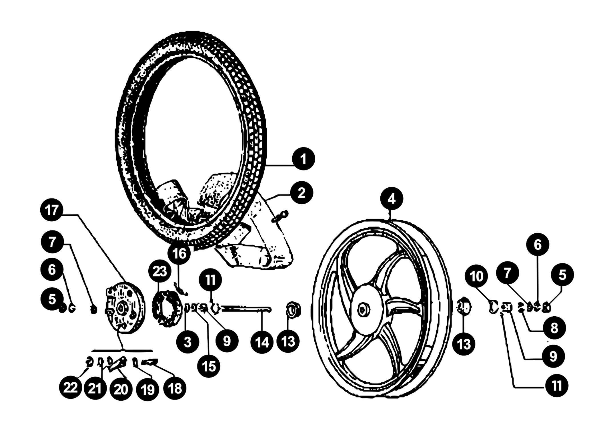 Image of Piaggio / Vespa Ciao Ersatzteile Vorderrad / Bremse