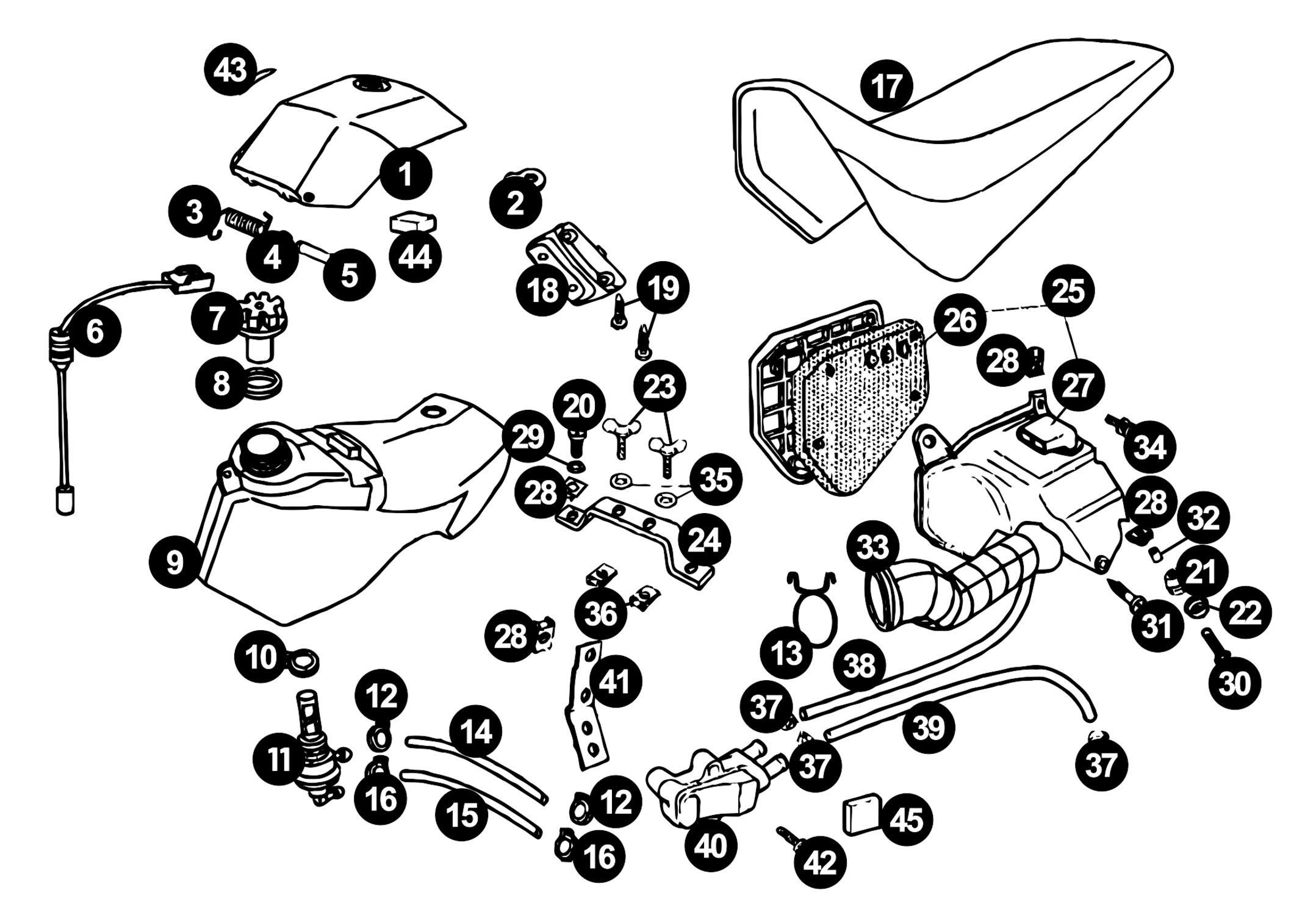 Image of Derbi Senda Ersatzteile Benzintank / Luftfilter X-RACE / X-TREME