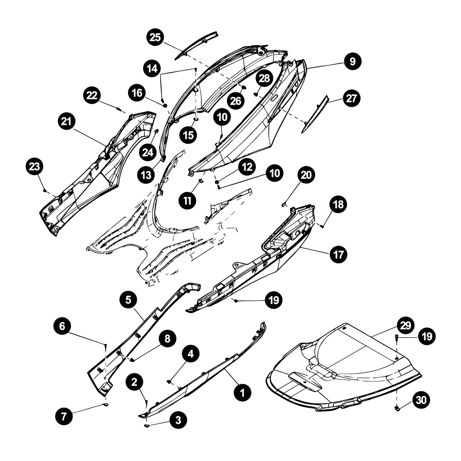 Image of Piaggio Fly '12 - '15 Ersatzteile Heckverkleidung