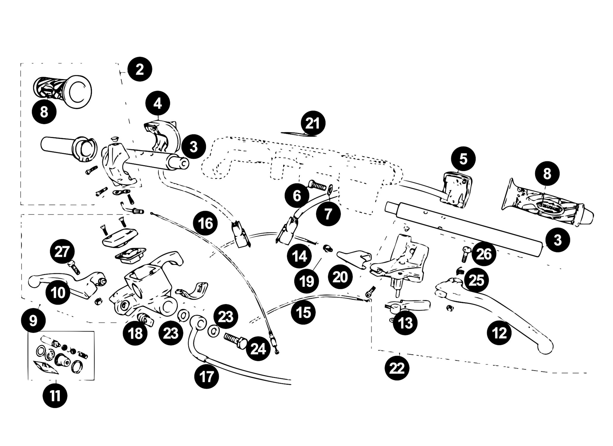 Image of Rieju RS2 Ersatzteile Lenker / Seilzüge / Bremse