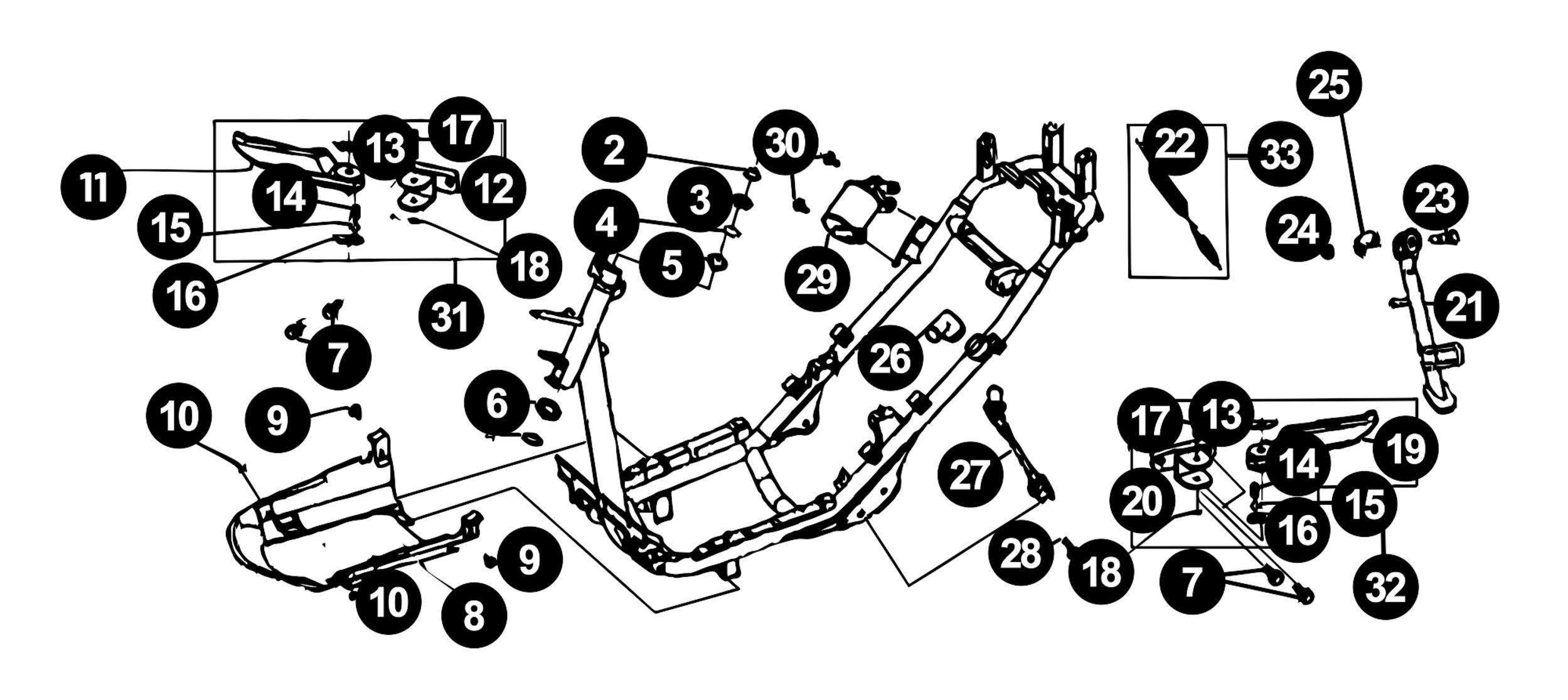 Image of Sym Jet Sport X Ersatzteile Rahmen / Seitenständer