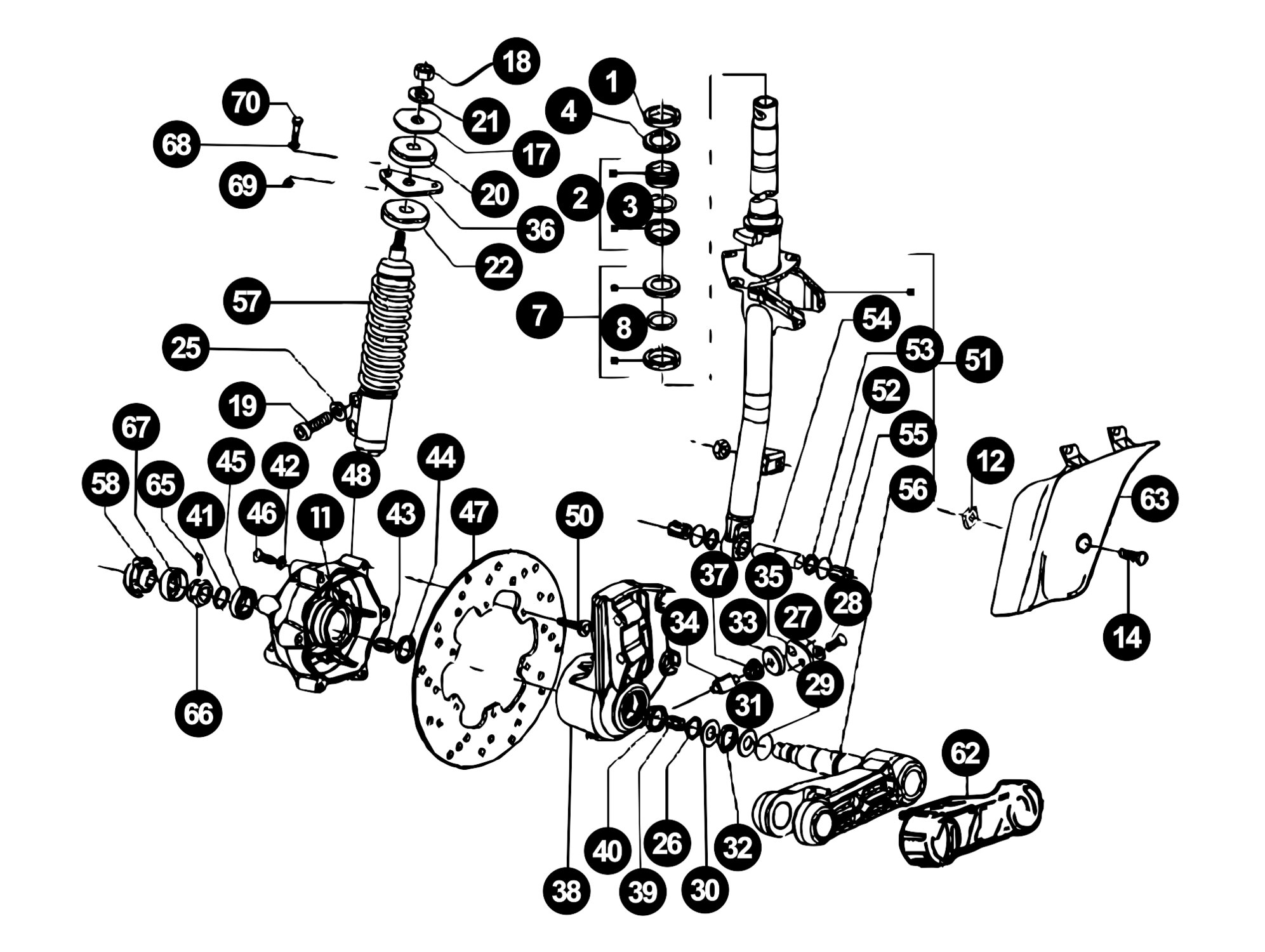 Image of Vespa LX 50 Ersatzteile Gabel / Bremsscheibe