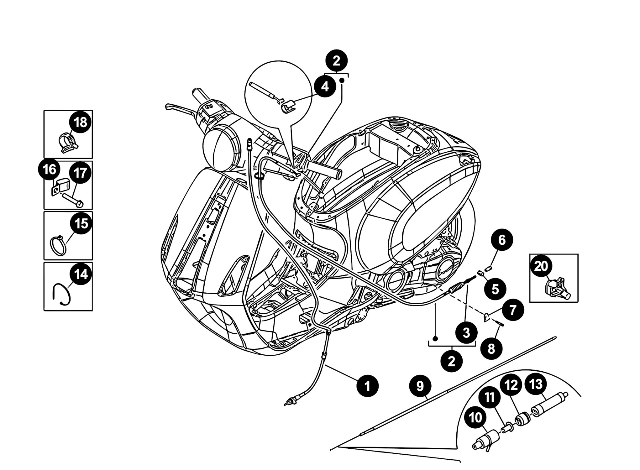 Image of Vespa LX 50 Ersatzteile Seilzüge 2-Takt