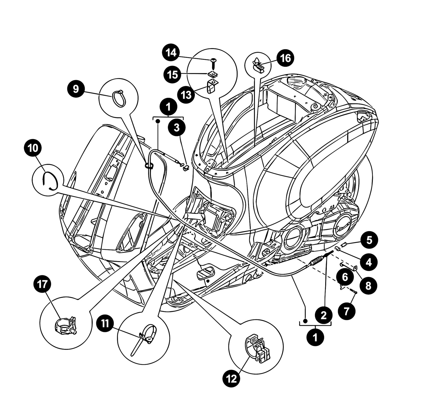 Image of Vespa Primavera 50 Ersatzteile Seilzüge 4-Takt