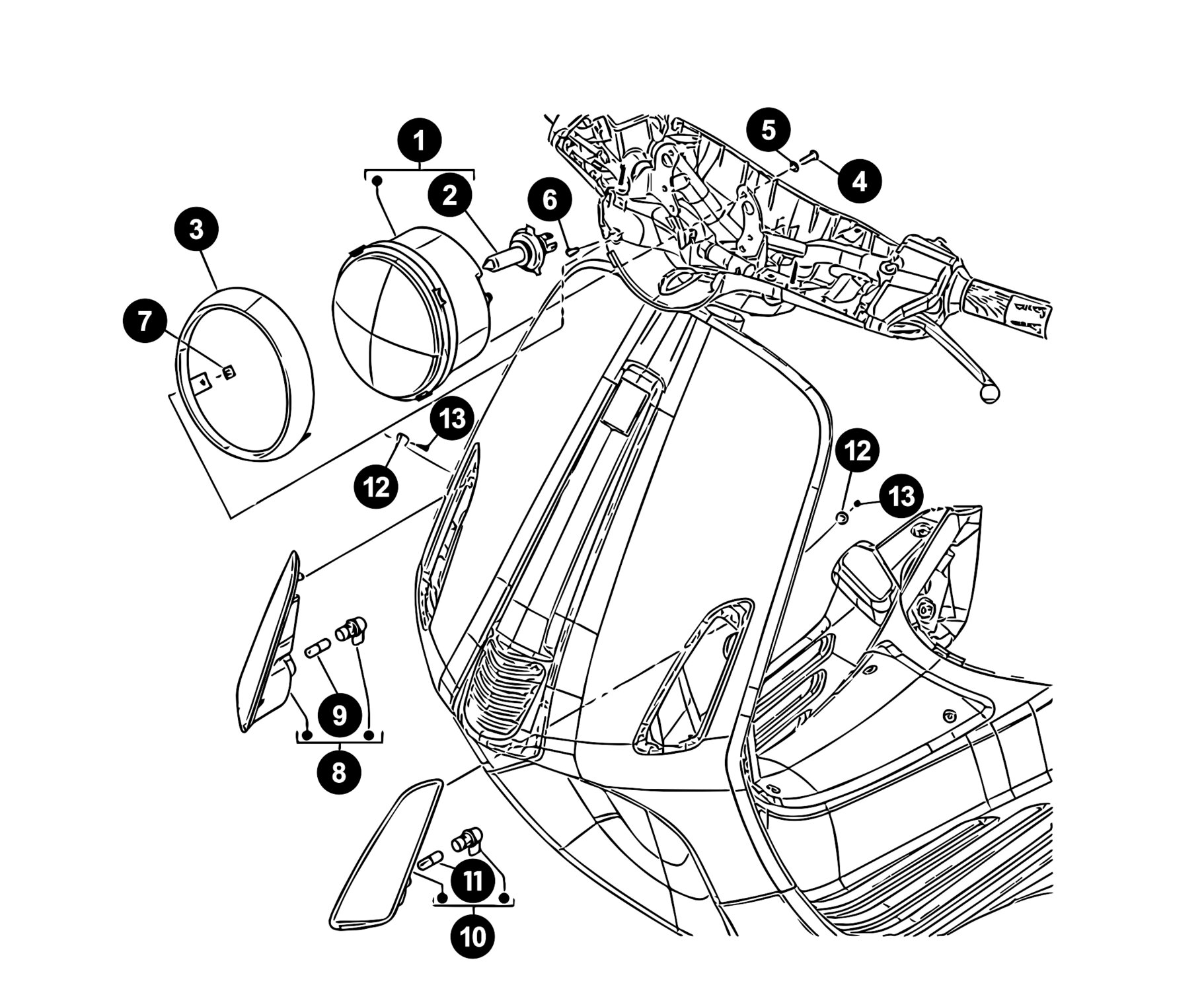 Image of Vespa Primavera 50 Ersatzteile Scheinwerfer / Blinker