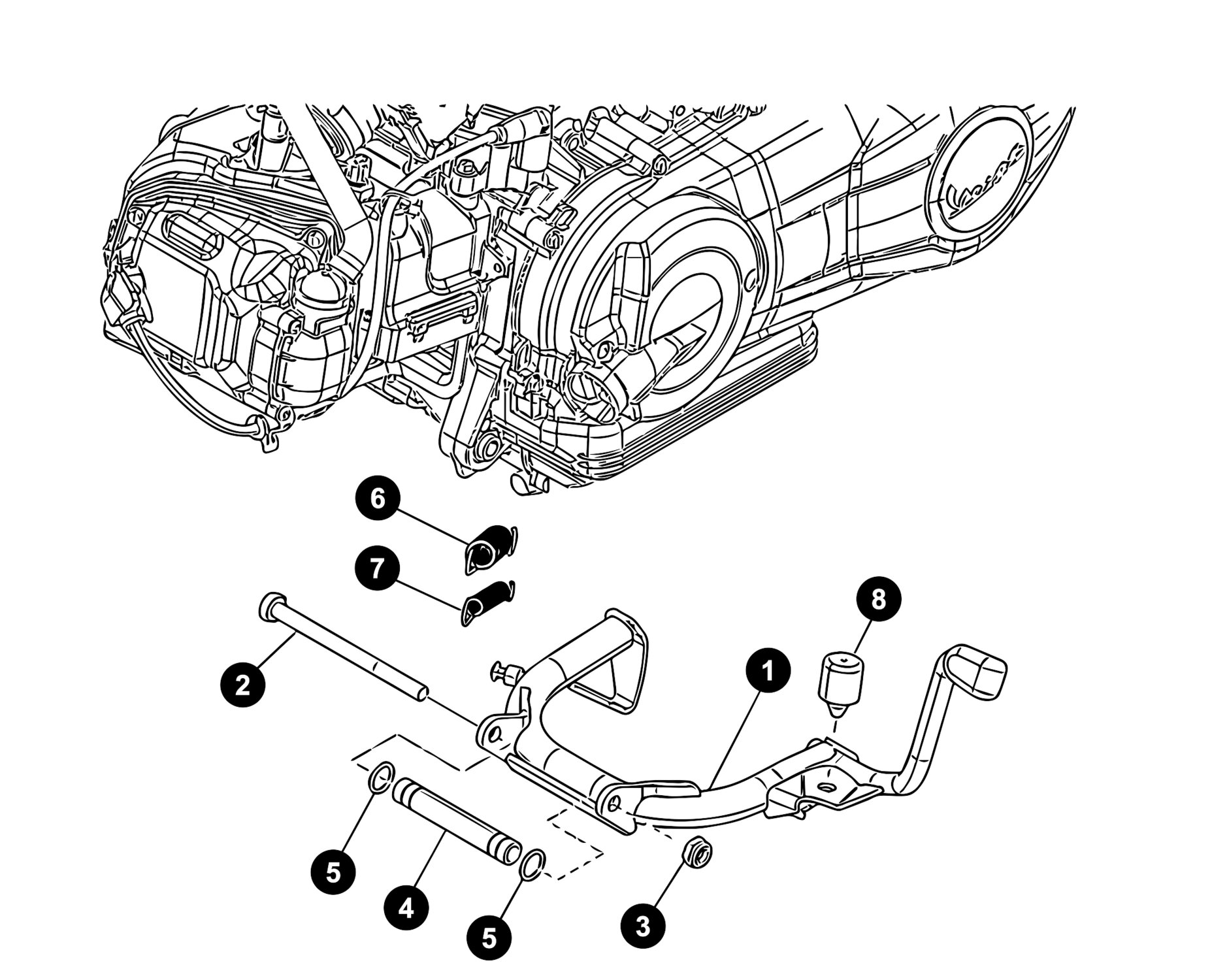 Image of Vespa Primavera 50 Ersatzteile Hauptständer 4-Takt