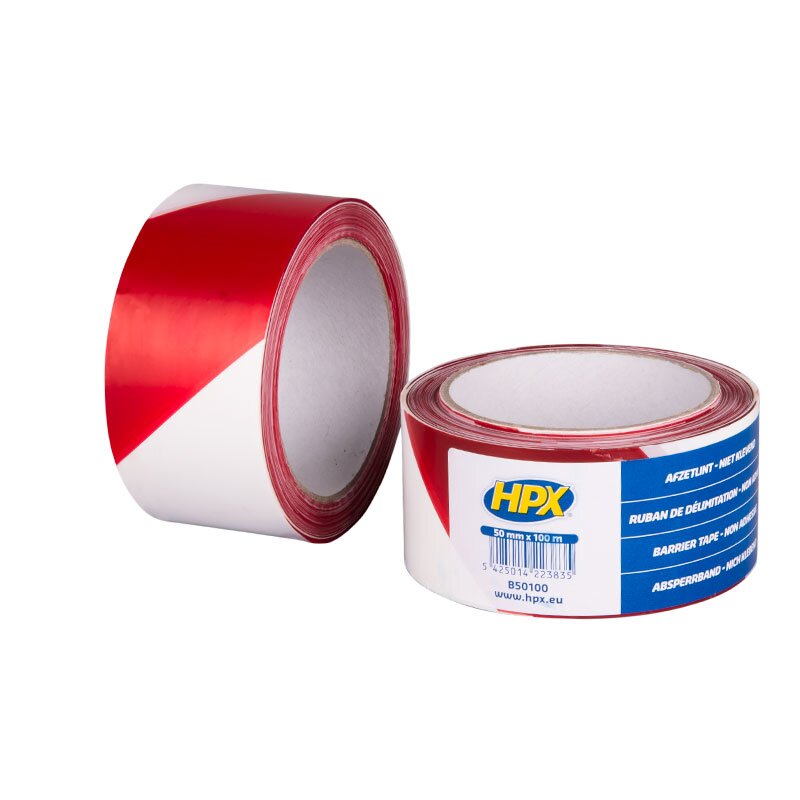 Image of Absperrband 50mm x 100m weiß / rot