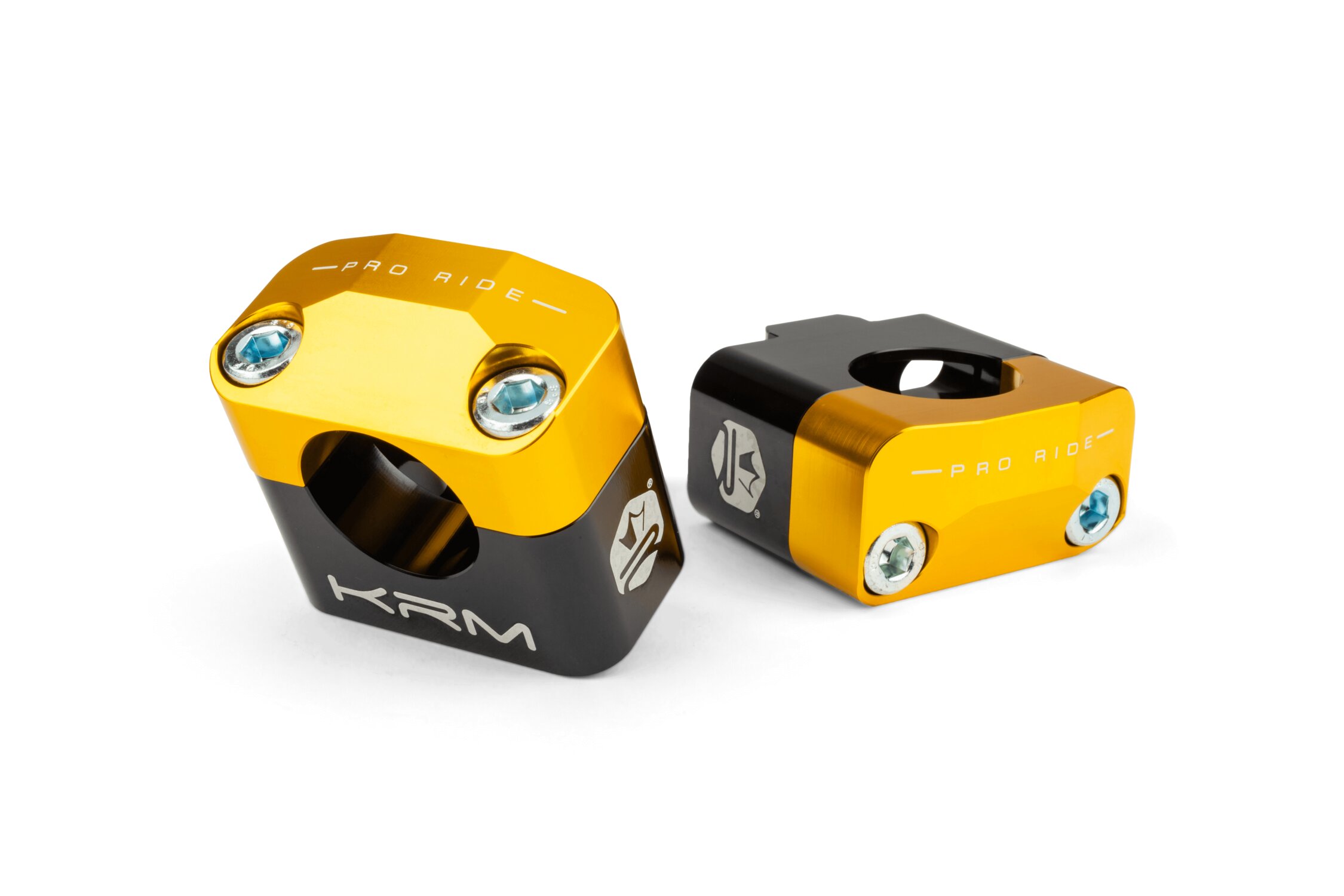 Krm Pontet Rehausse Guidon Mecaboite/Moto Pro Ride Alu Pour Guidon 28.6MM - Noir/Or (X2)-image