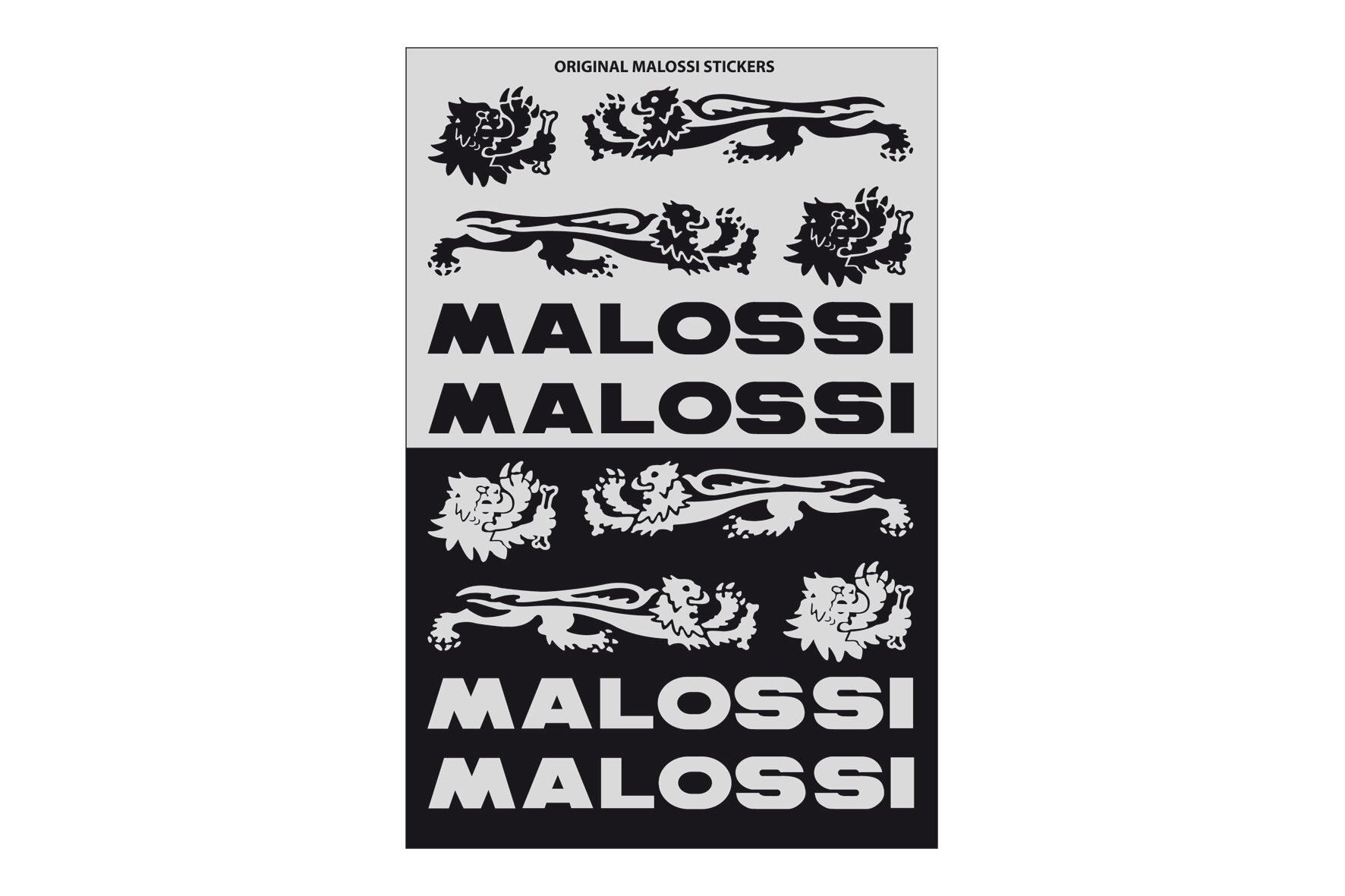 Image of Aufkleber Bogen Malossi Mini 11,5x16,8cm schwarz / silber