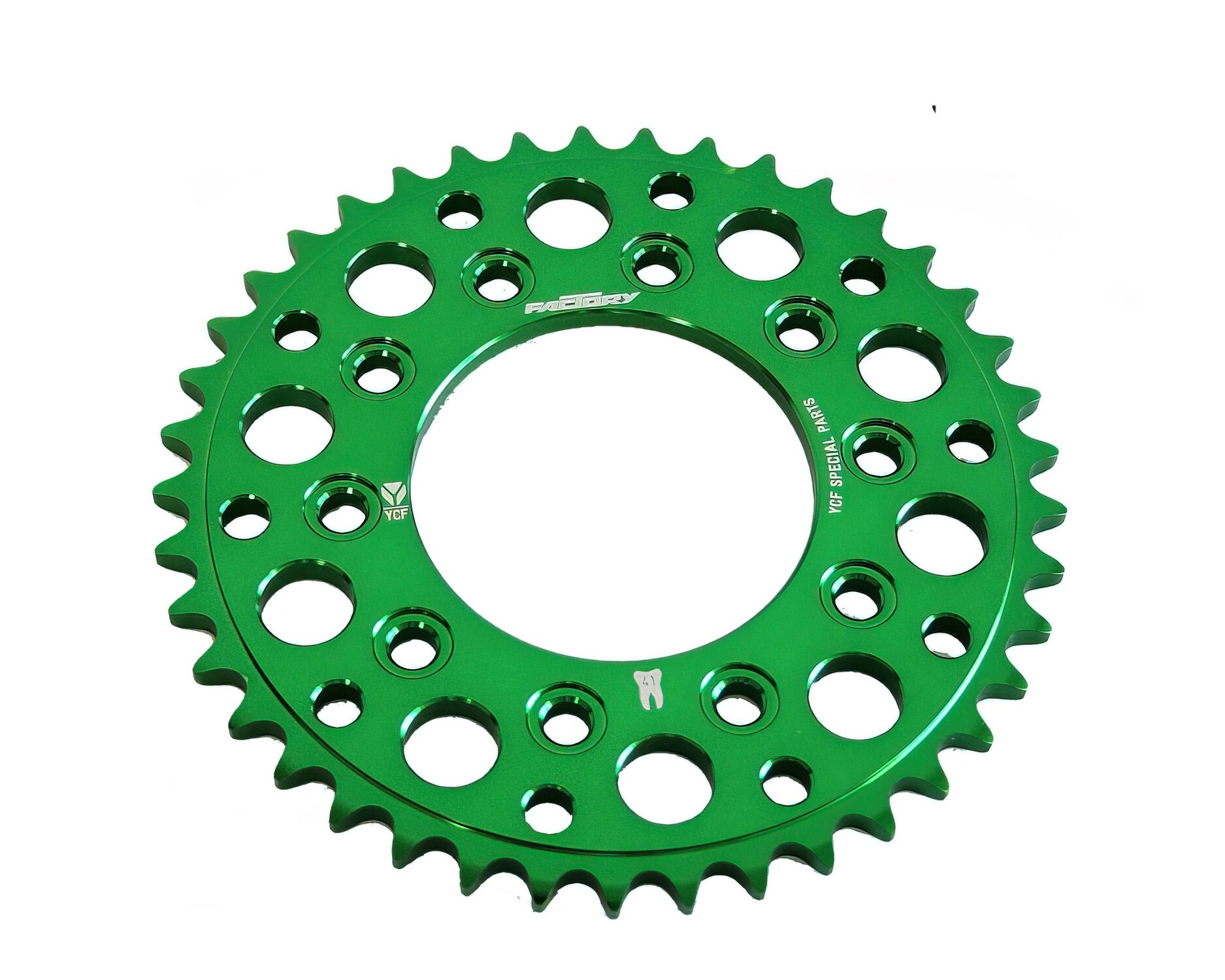 Image of Kettenrad Alu CNC 420 - Z43 5 Schrauben YCF Pitbike grün