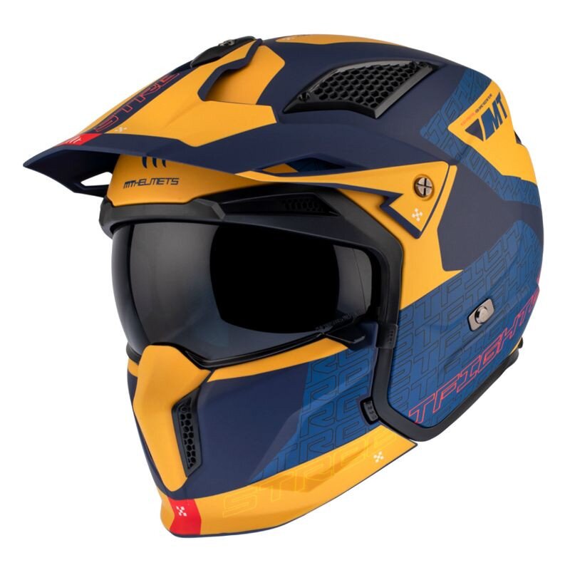 Image of Trial Helm MT Helmets Streetfighter SV S Totem blau / gelb XS