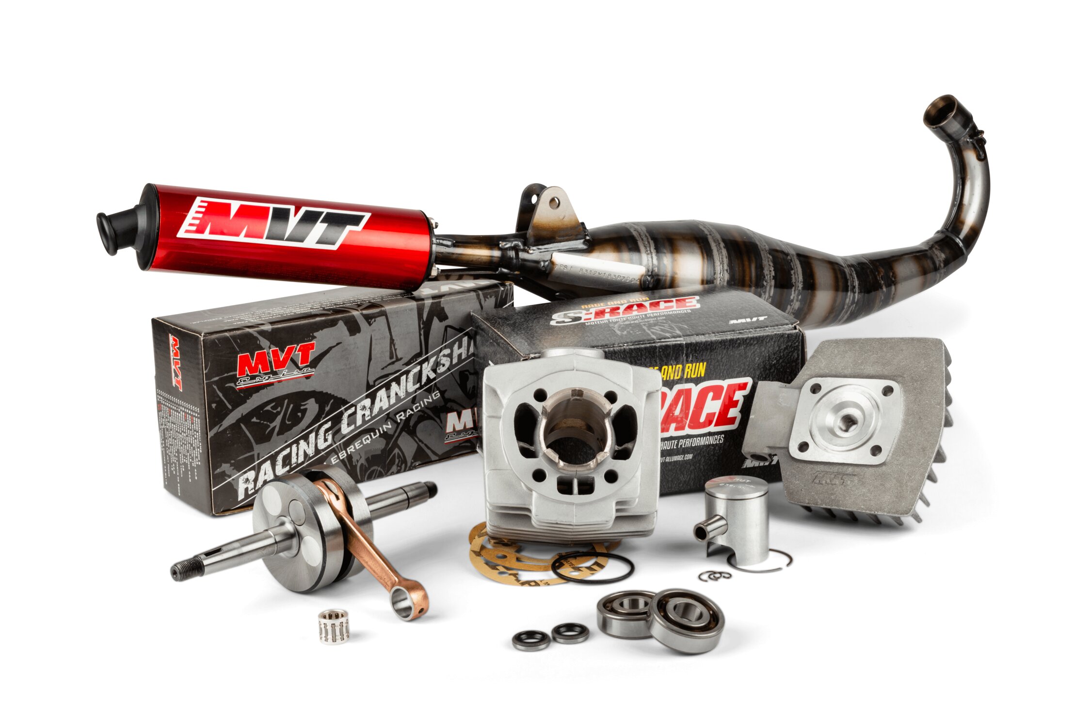Image of Motorpack Zylinder + Kurbelwelle + Auspuff MVT G1 S-Race 50ccm MBK 51
