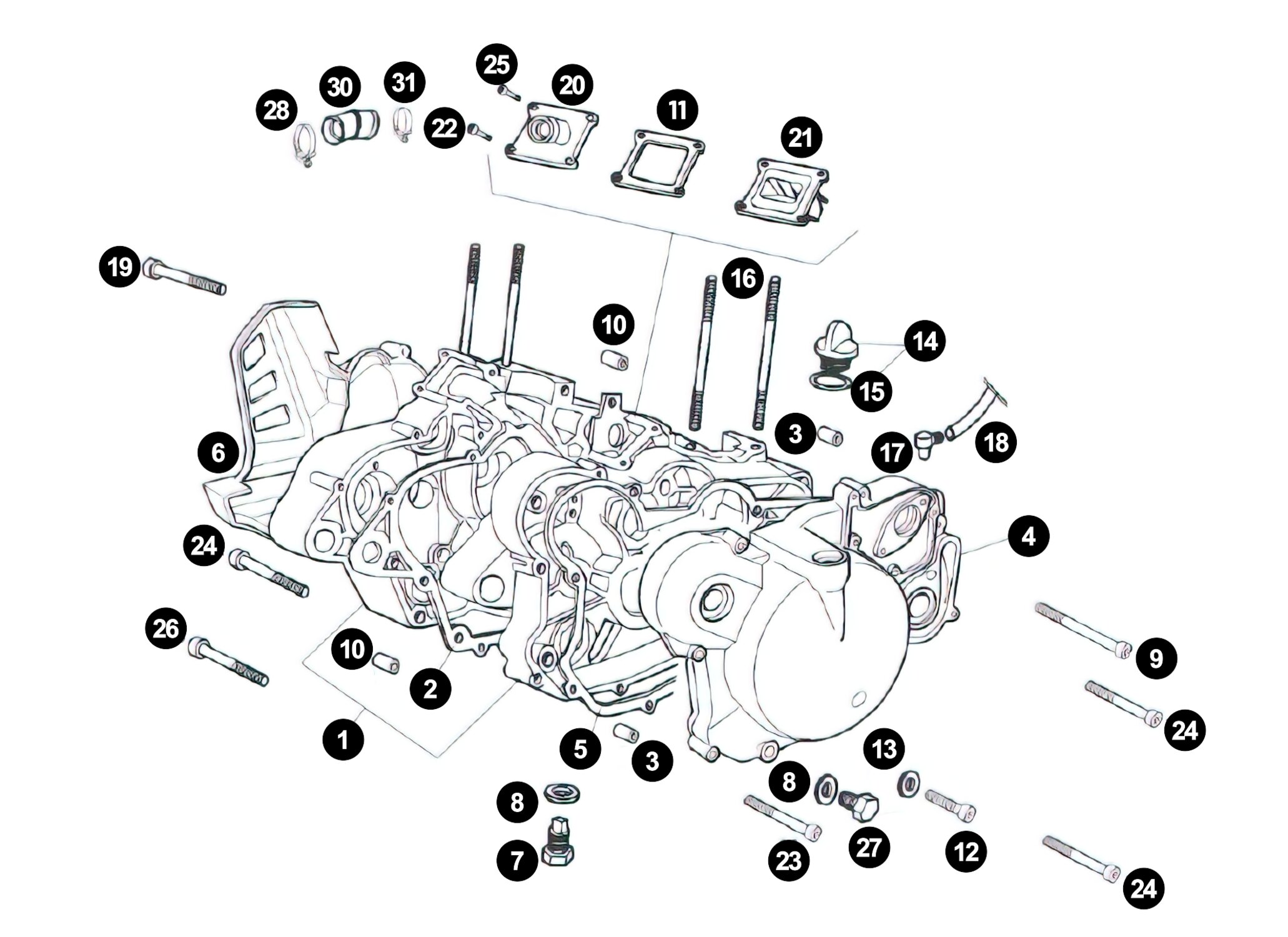 Image of Original Ersatzteile Derbi Euro3 (D50B0) Motorgehäuse