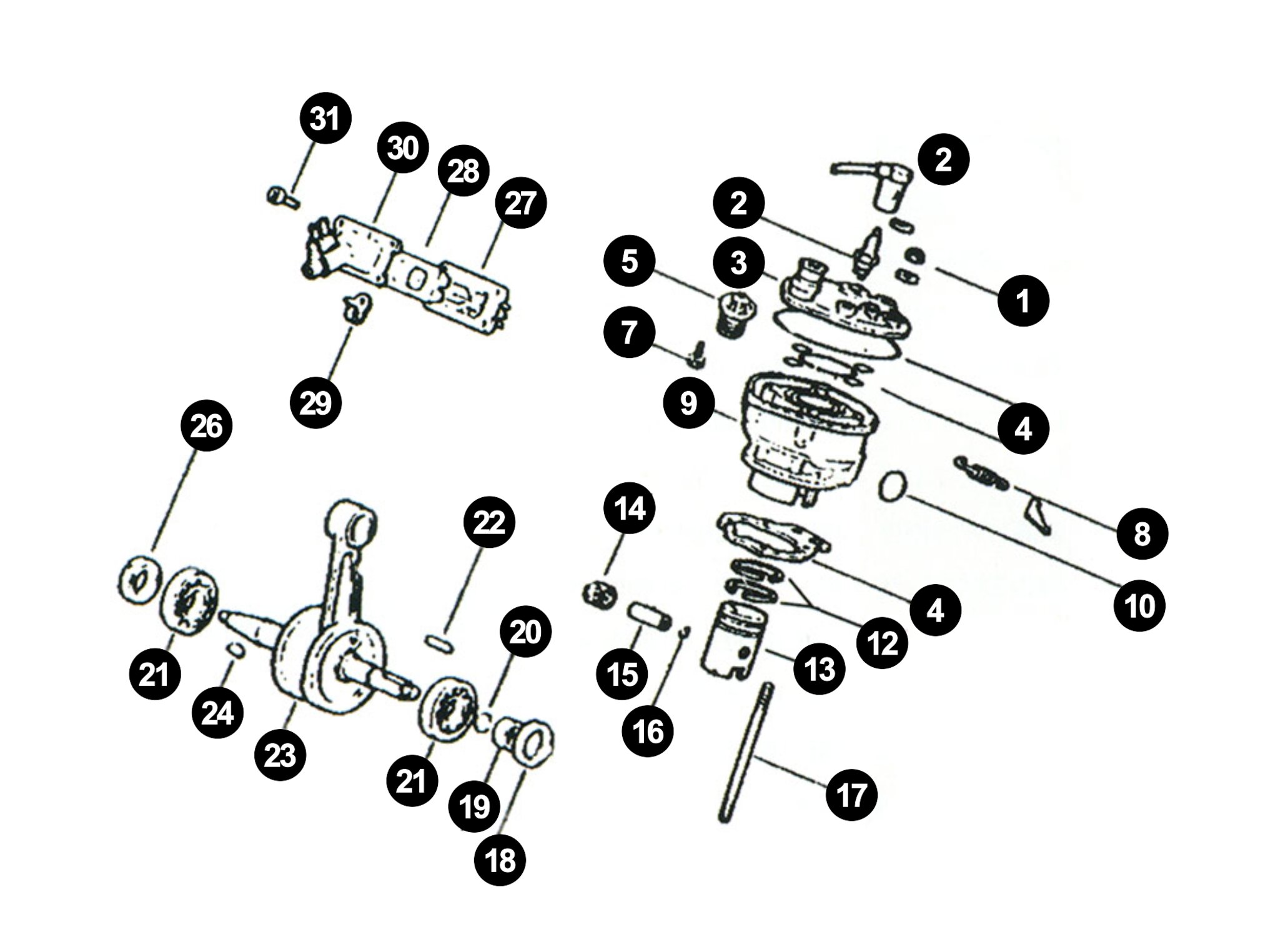 Image of Original Ersatzteile Minarelli AM6 Zylinder / Kurbelwelle