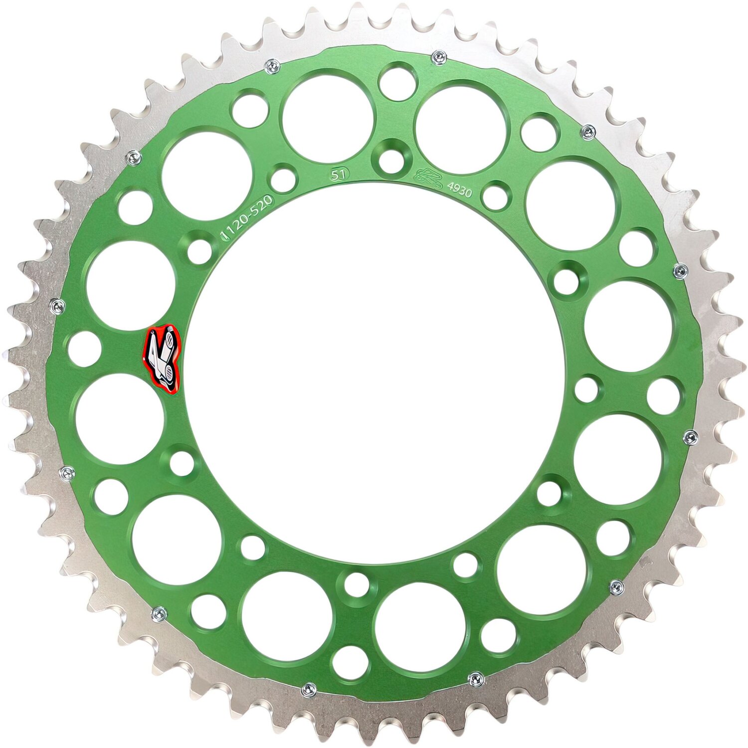 Image of Kettenrad Renthal 520 Z51 Twinring gr?n Kawasaki KX / KXF