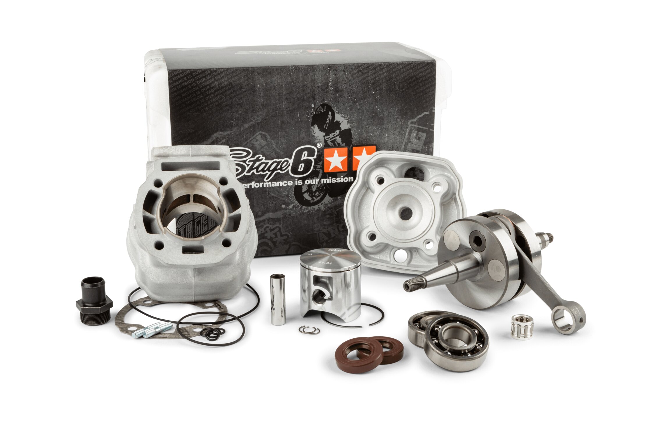 Image of Motorpack Stage6 Big Racing 88ccm Zylinder + Kurbelwelle 45mm Hub Derbi Euro 3 / Euro 4