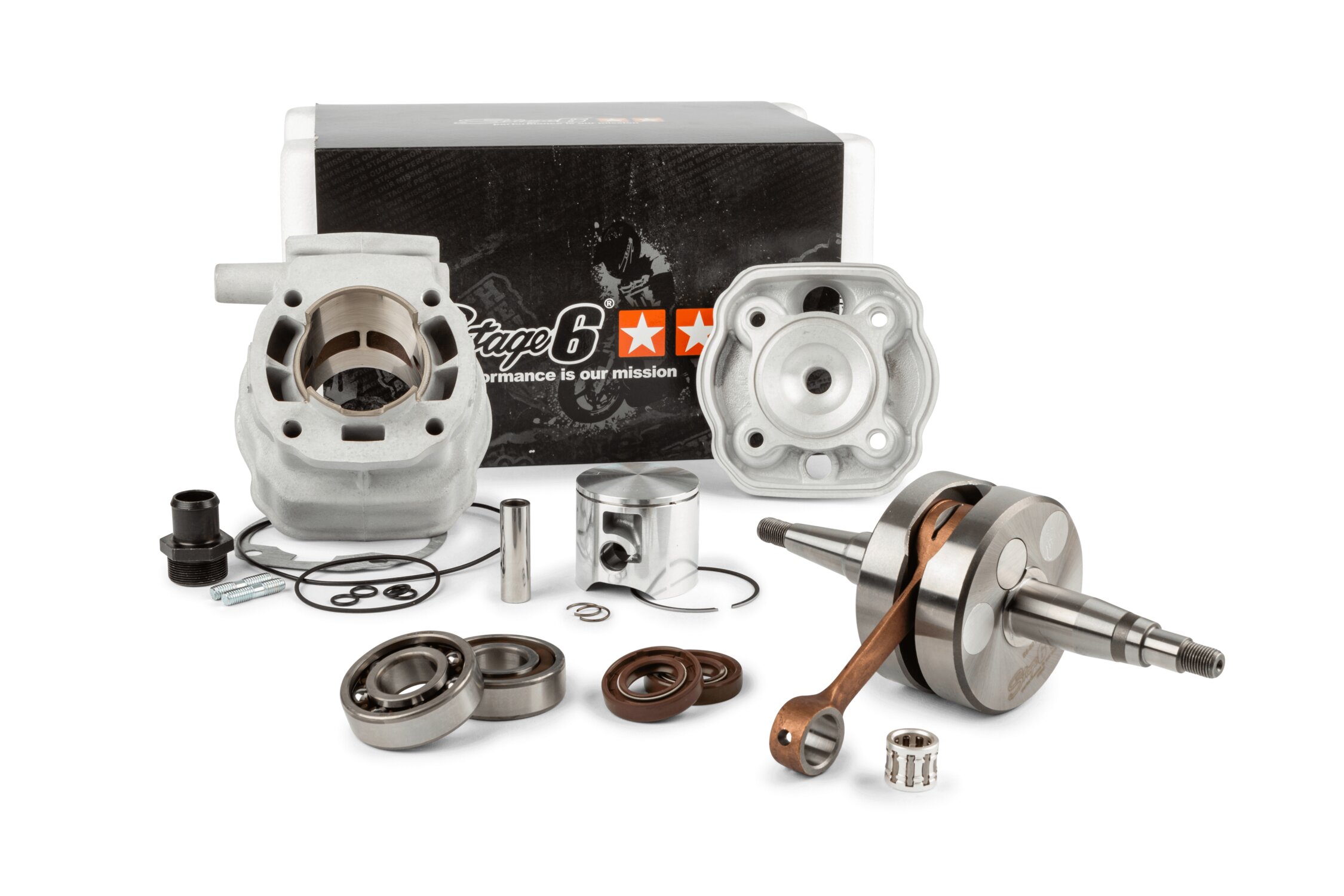 Image of Motorpack Zylinder + Kurbelwelle Stage6 BigRacing 77cc Derbi Euro2