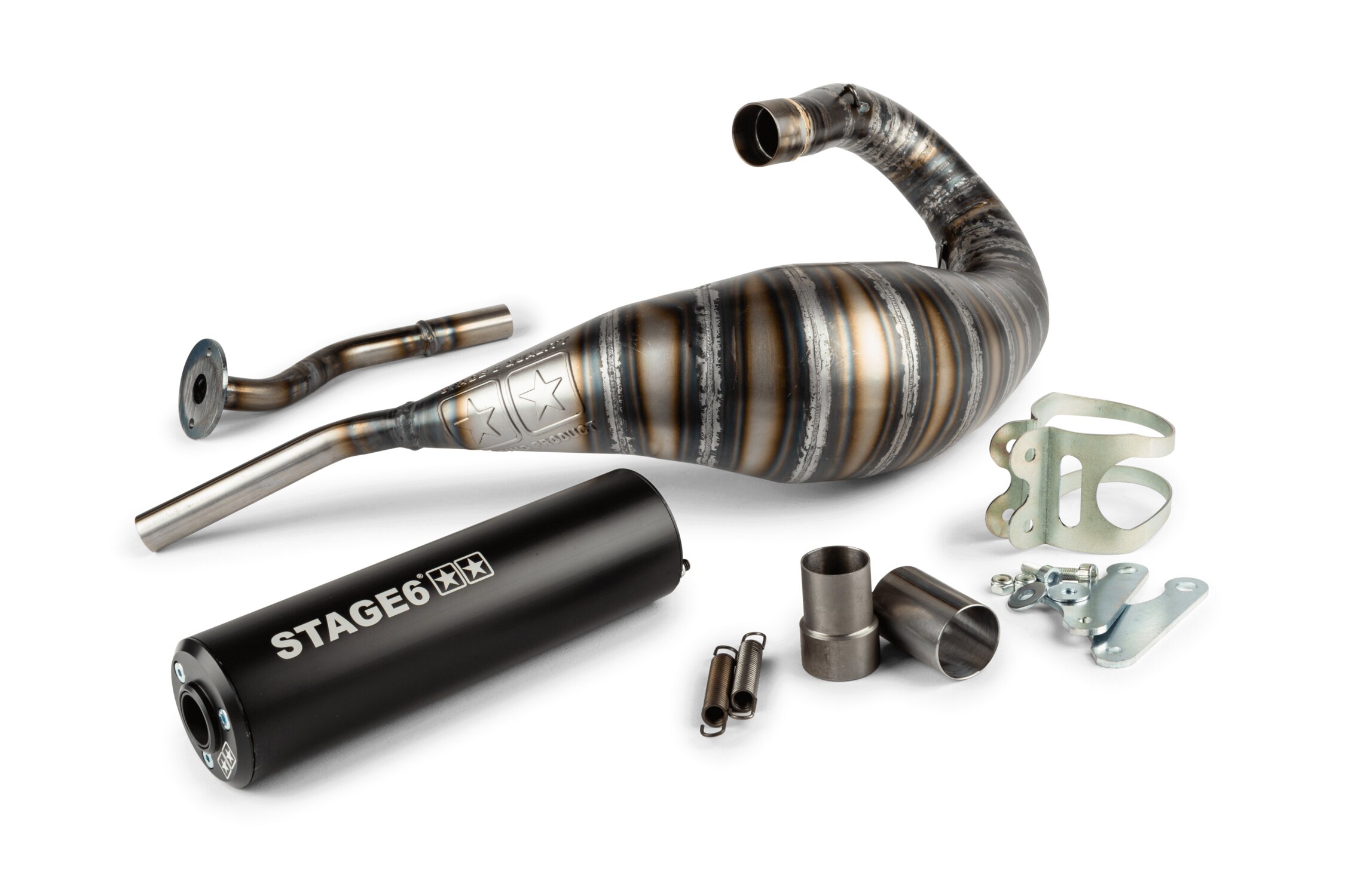 Image of Auspuff Stage6 80 - 90cc CNC schwarz HM-Moto / Vent / Beta RR