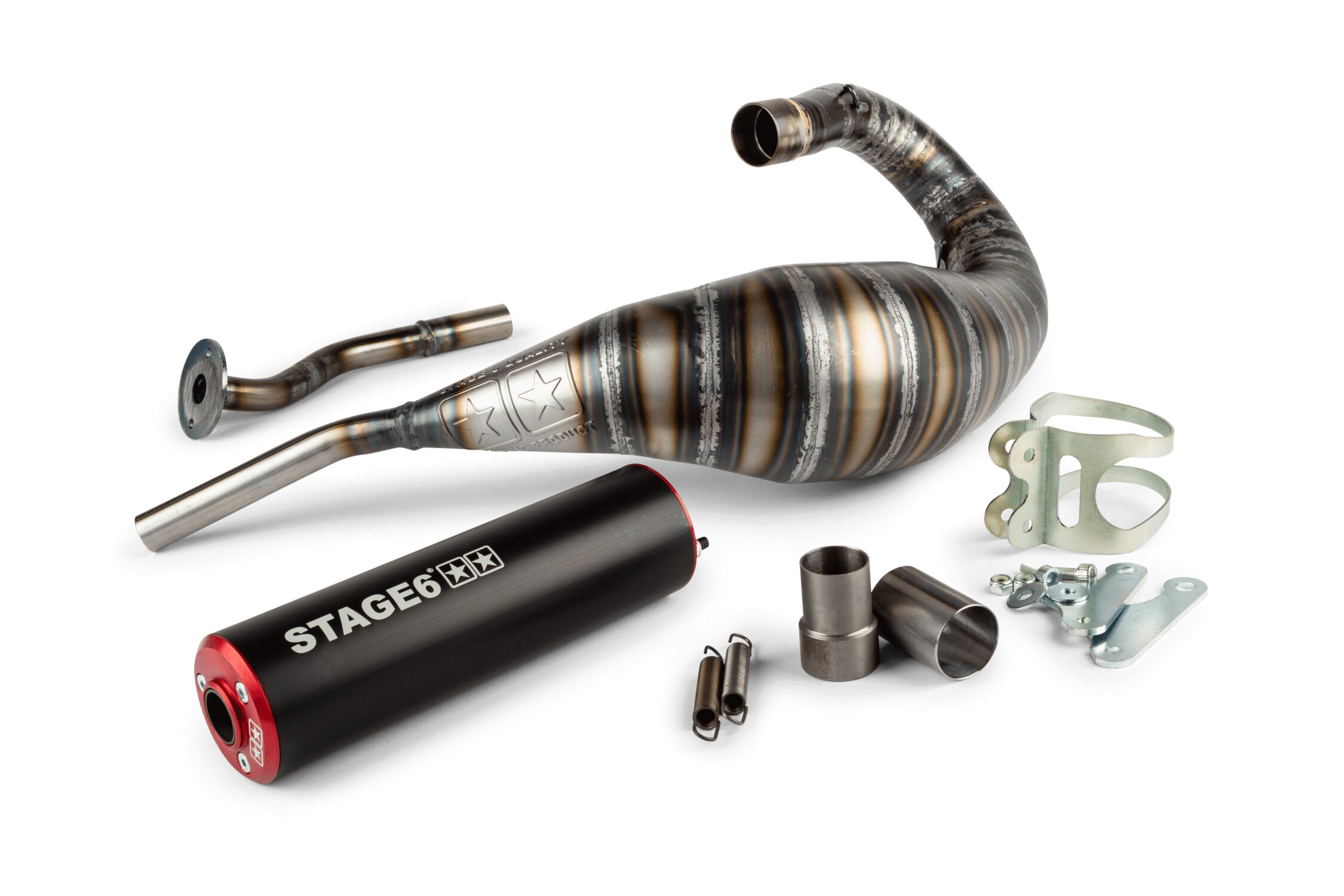 Image of Auspuff Stage6 80 - 90cc CNC rot / schwarz HM-Moto / Vent / Beta RR