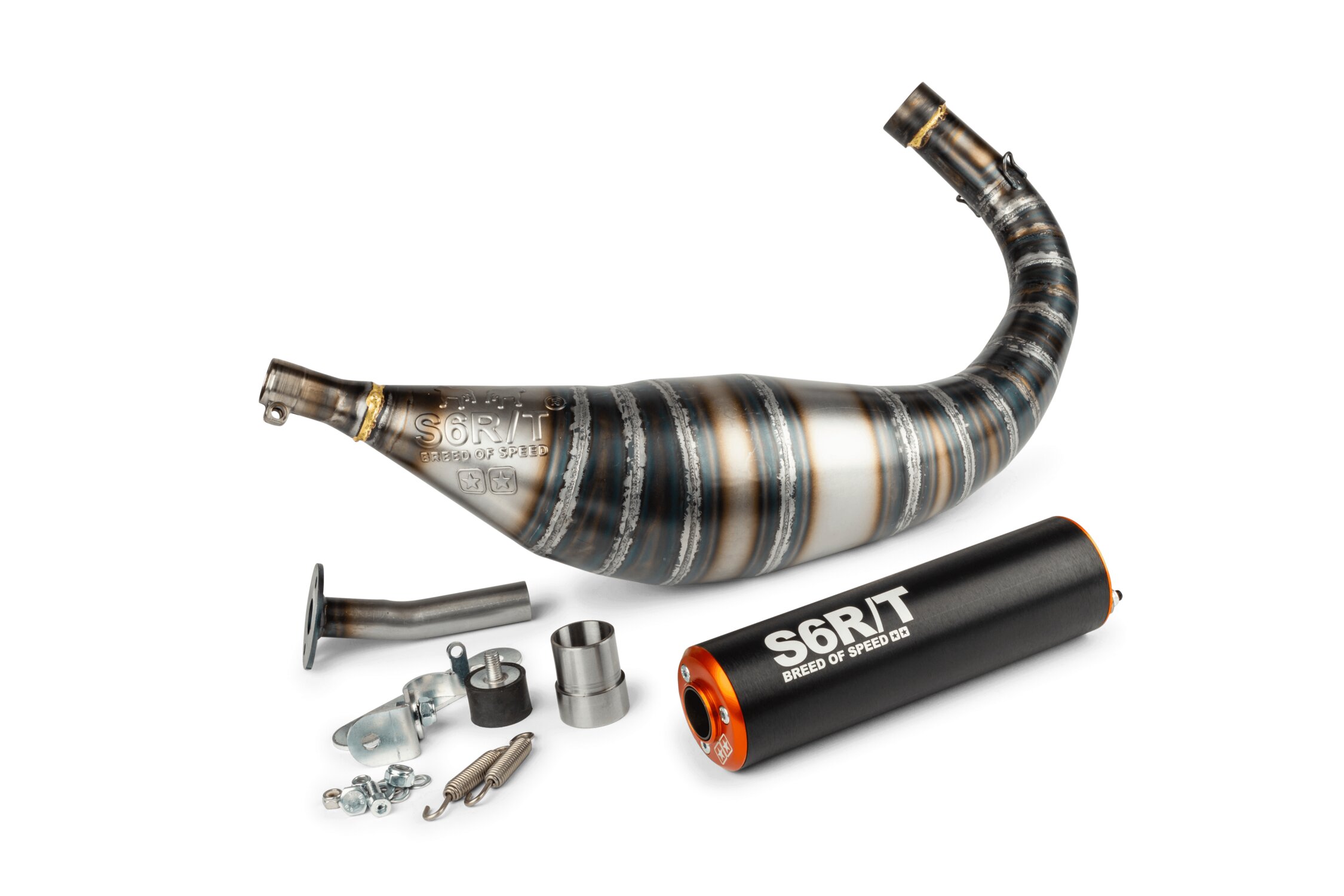 Image of Auspuff Stage6 R/T 80 - 90cc CNC Orange / Schwarz Minarelli AM6