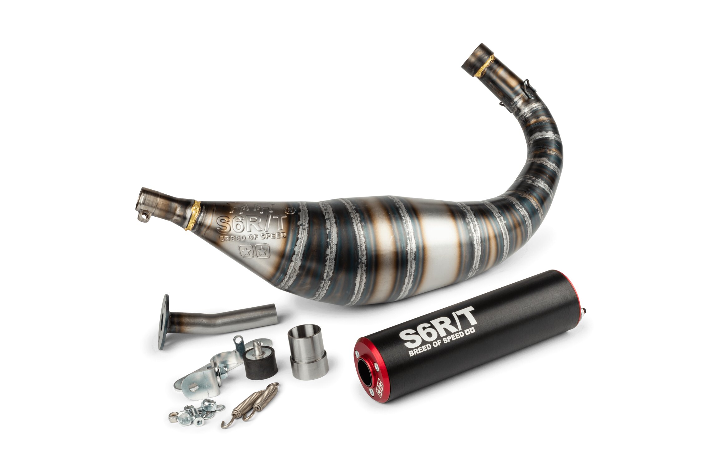 Image of Auspuff Stage6 R/T 80 - 90cc CNC Rot / Schwarz Minarelli AM6
