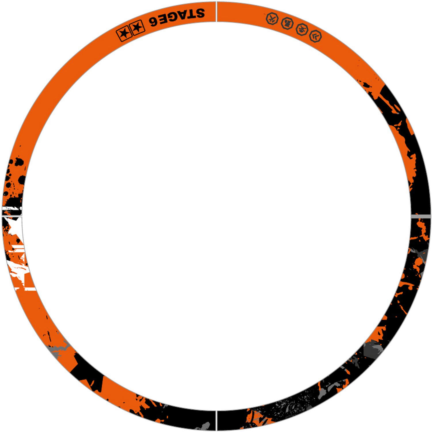 Image of Felgenrandaufkleber Kit 10" Stage6 orange / schwarz
