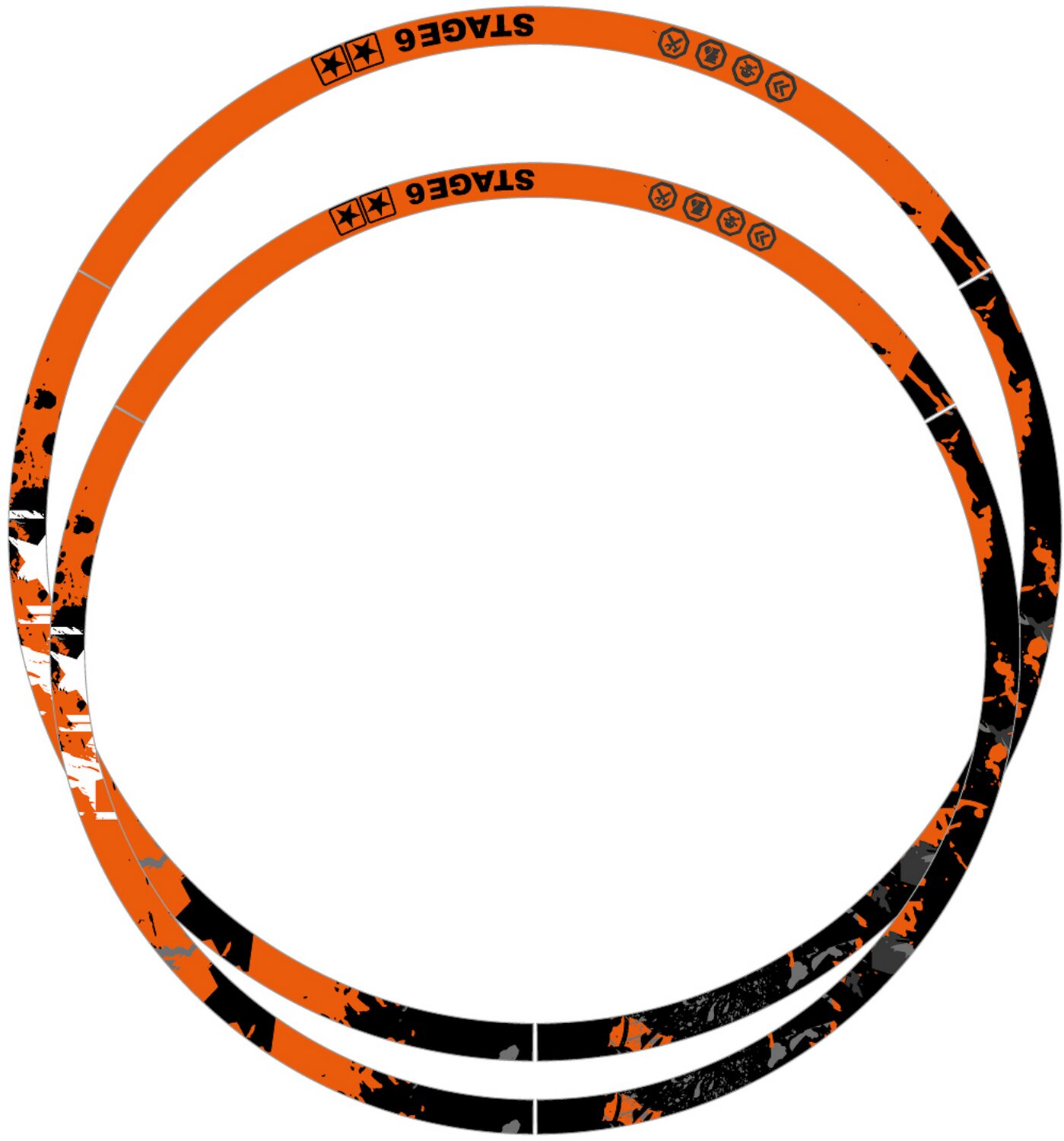 Image of Felgenrandaufkleber Kit 12" Stage6 orange / schwarz