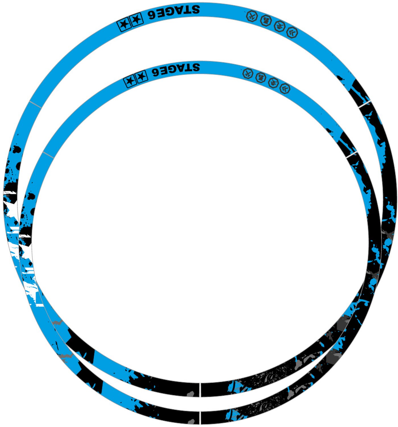 Image of Felgenrandaufkleber Kit 12" Stage6 blau / schwarz