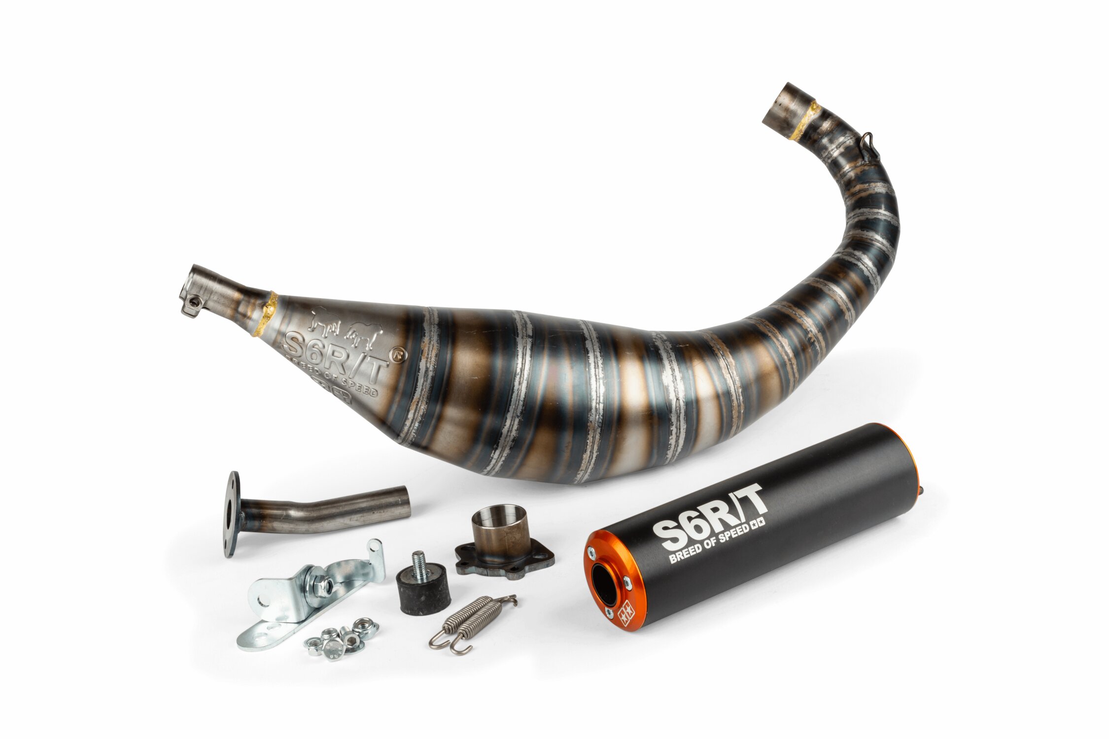 Image of Auspuff Stage6 R/T 80 - 90cc CNC Orange / Schwarz Derbi