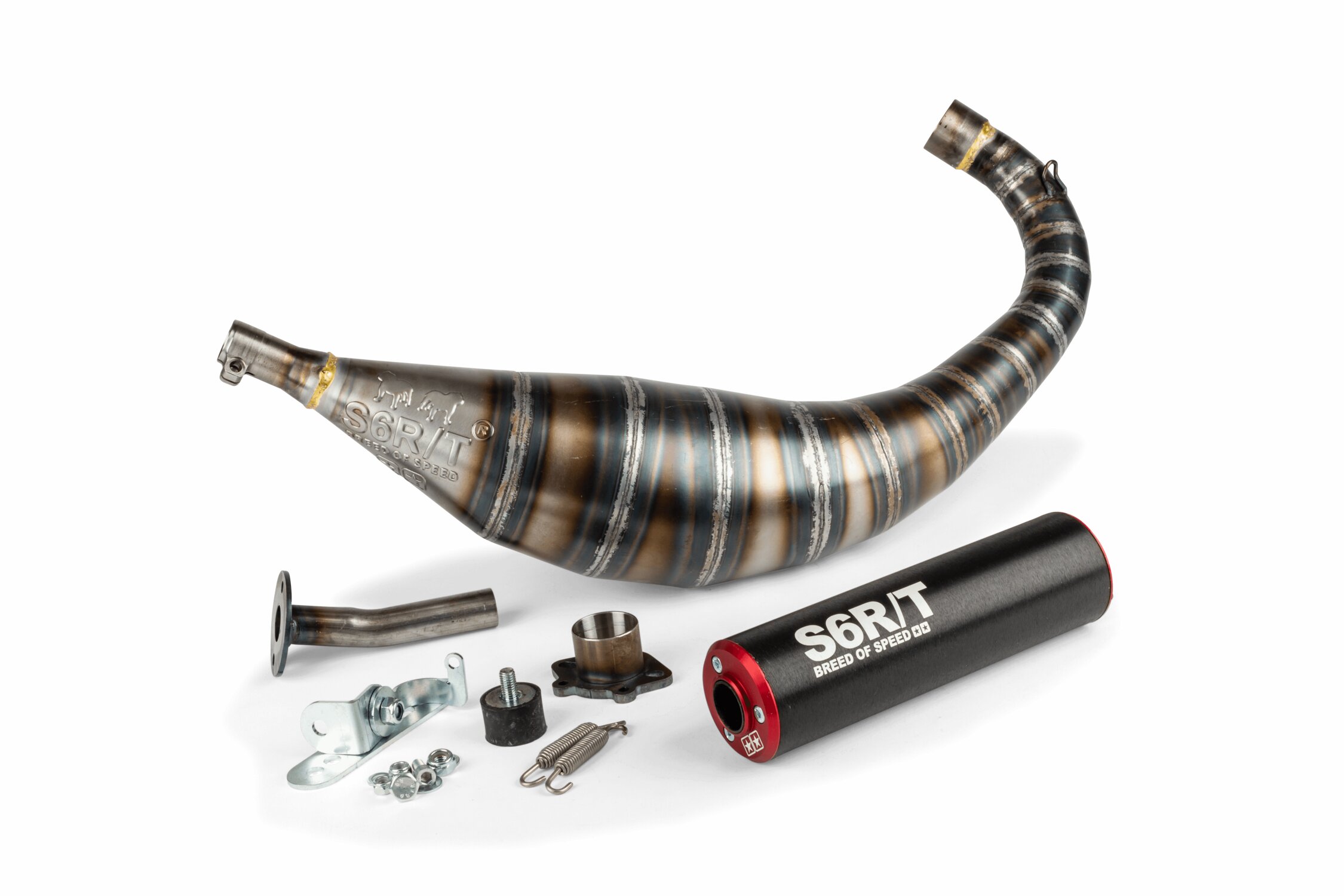 Image of Auspuff Stage6 R/T 80 - 90cc CNC Rot / Schwarz Derbi