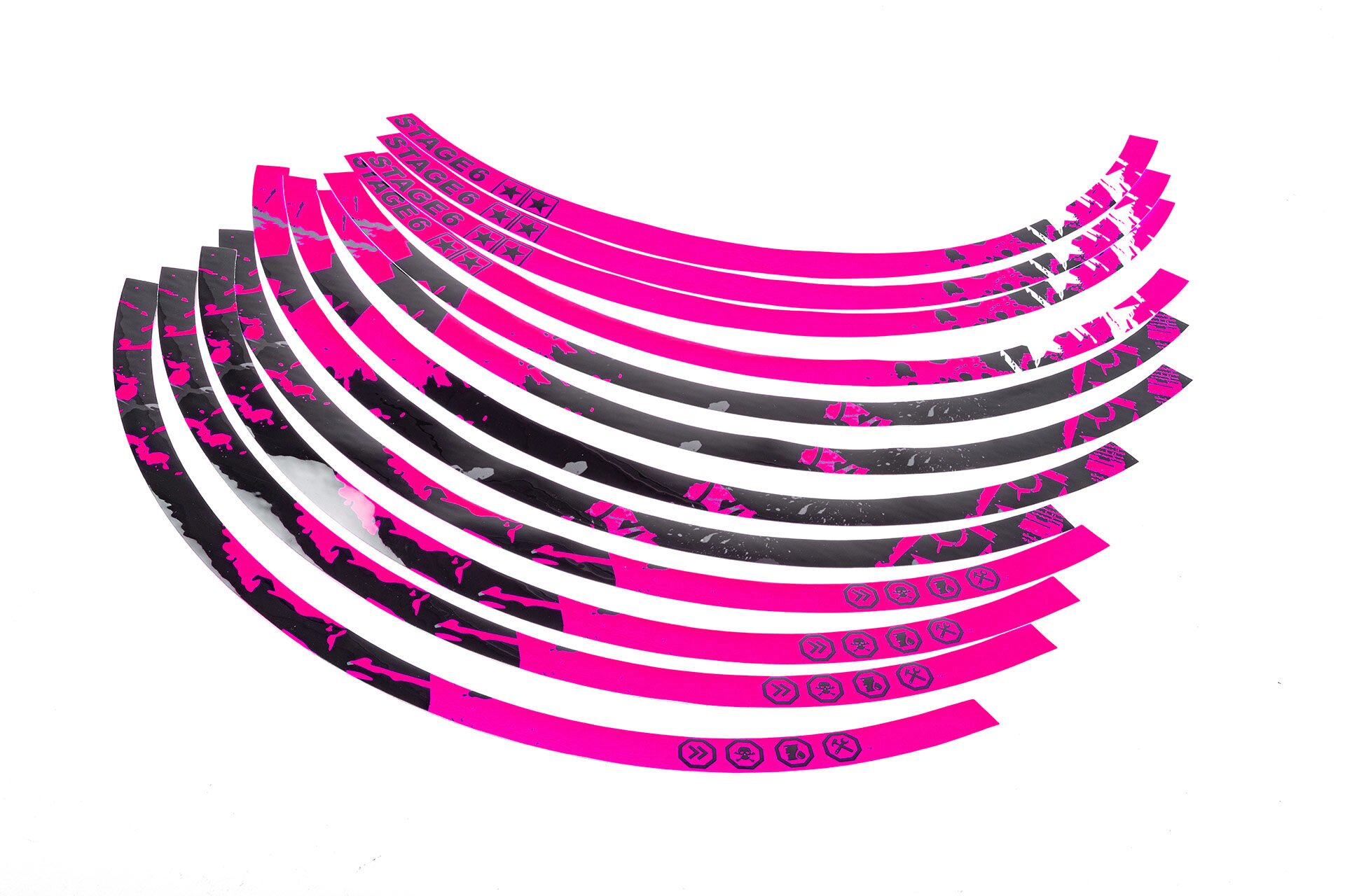 Image of Felgenrandaufkleber Kit 12" Stage6 rosa / schwarz