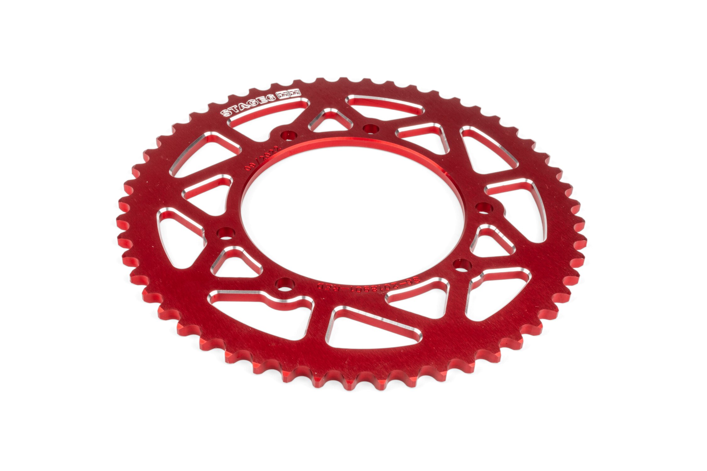 Image of Kettenrad 53 Zähne - 420 Stage6 alu CNC rot Rieju MRT