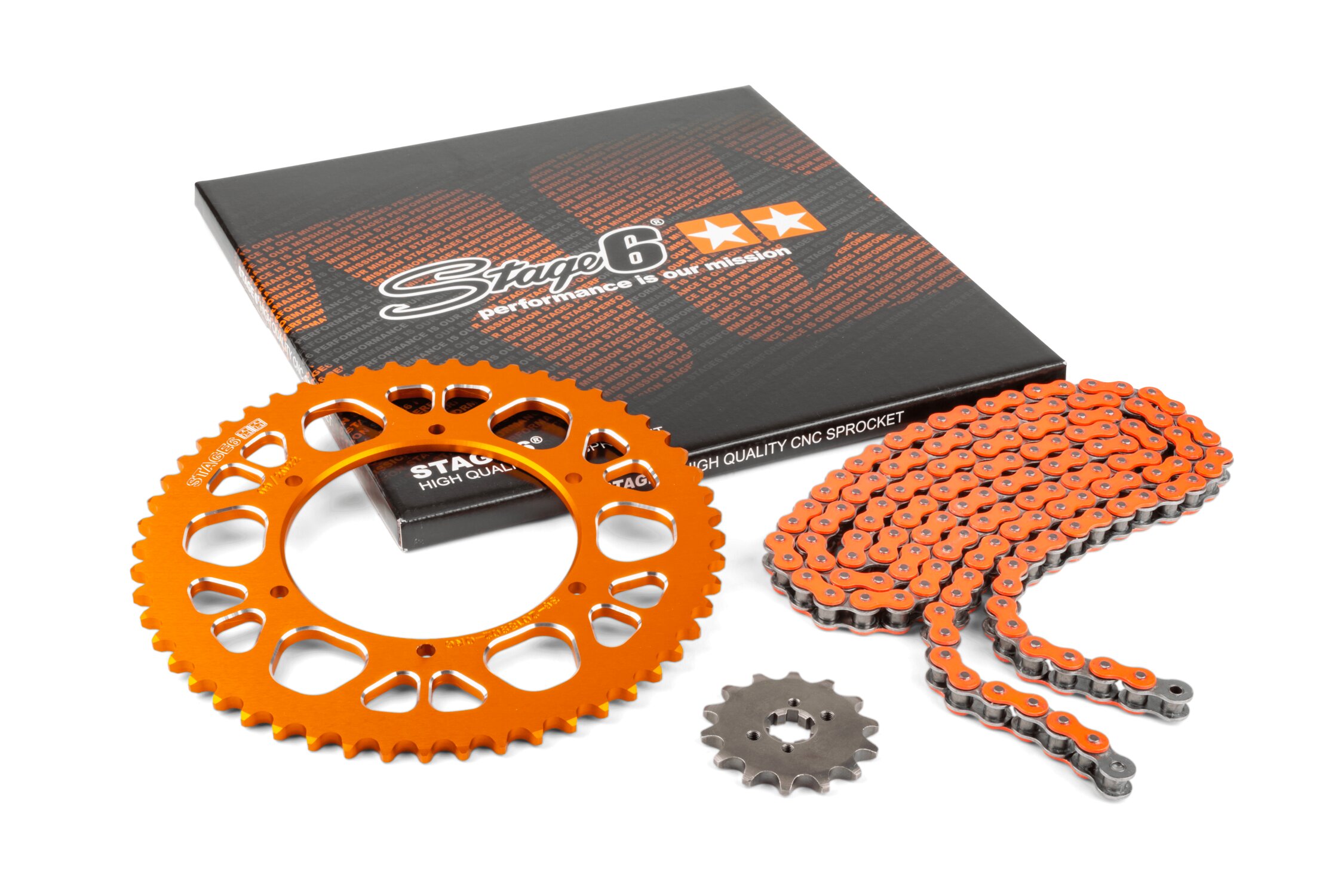 Image of Kettensatz 14x53 - 420 Stage6 Alu CNC orange Aprilia SX 50
