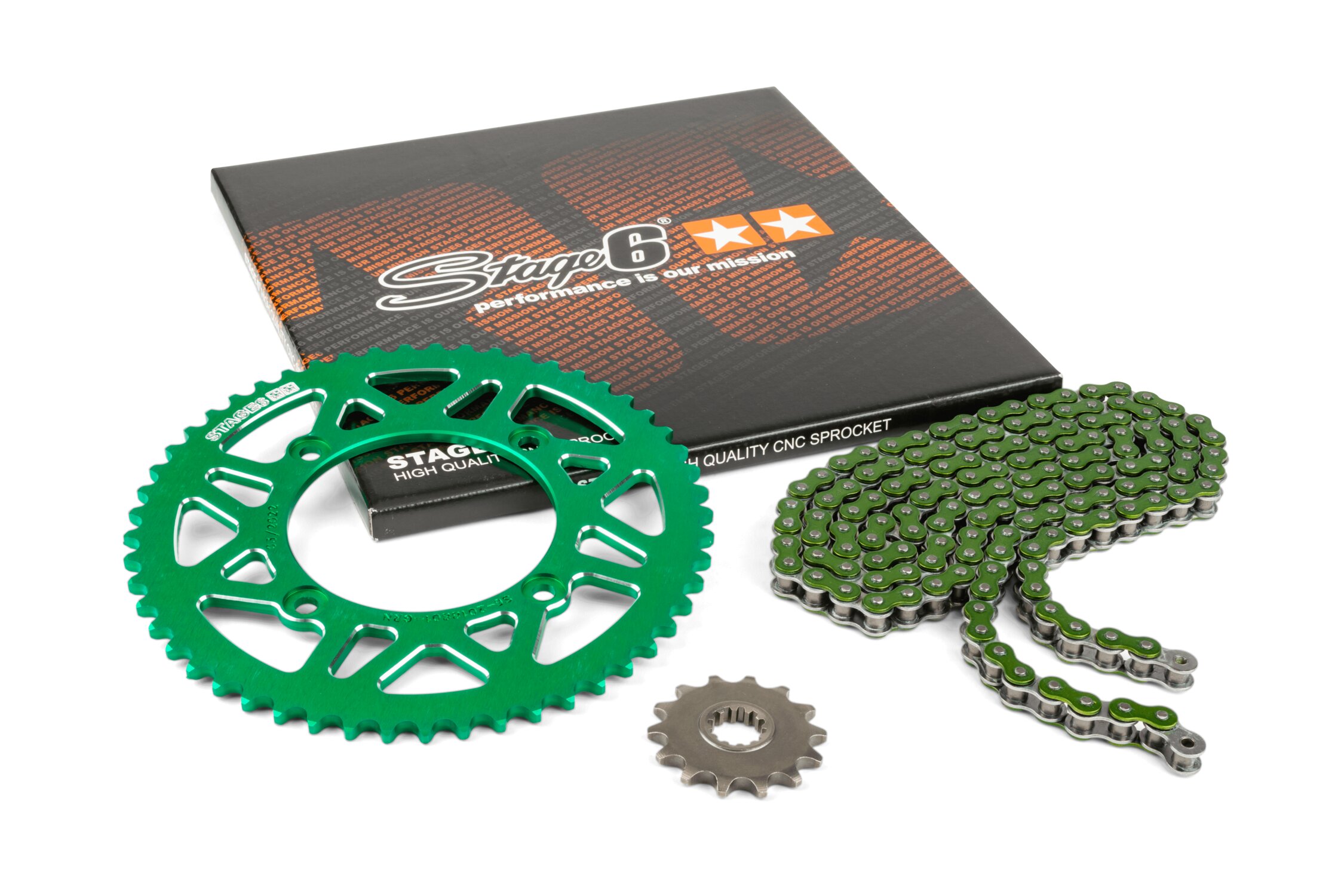 Image of Kettensatz 13x53 - 420 Stage6 Alu CNC grün Beta RR