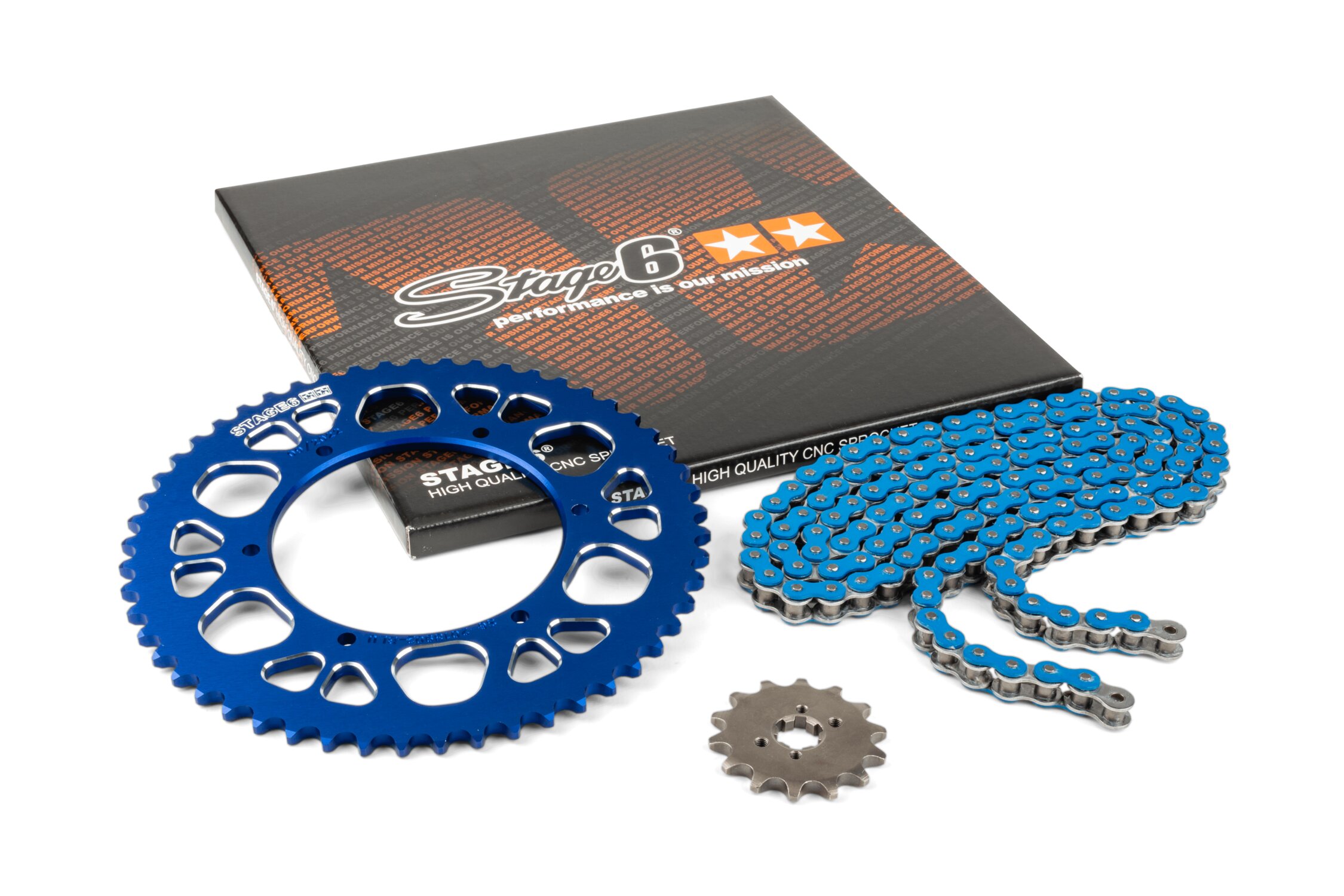 Image of Kettensatz 13x53 - 420 Stage6 Alu CNC blau Aprilia SX 50