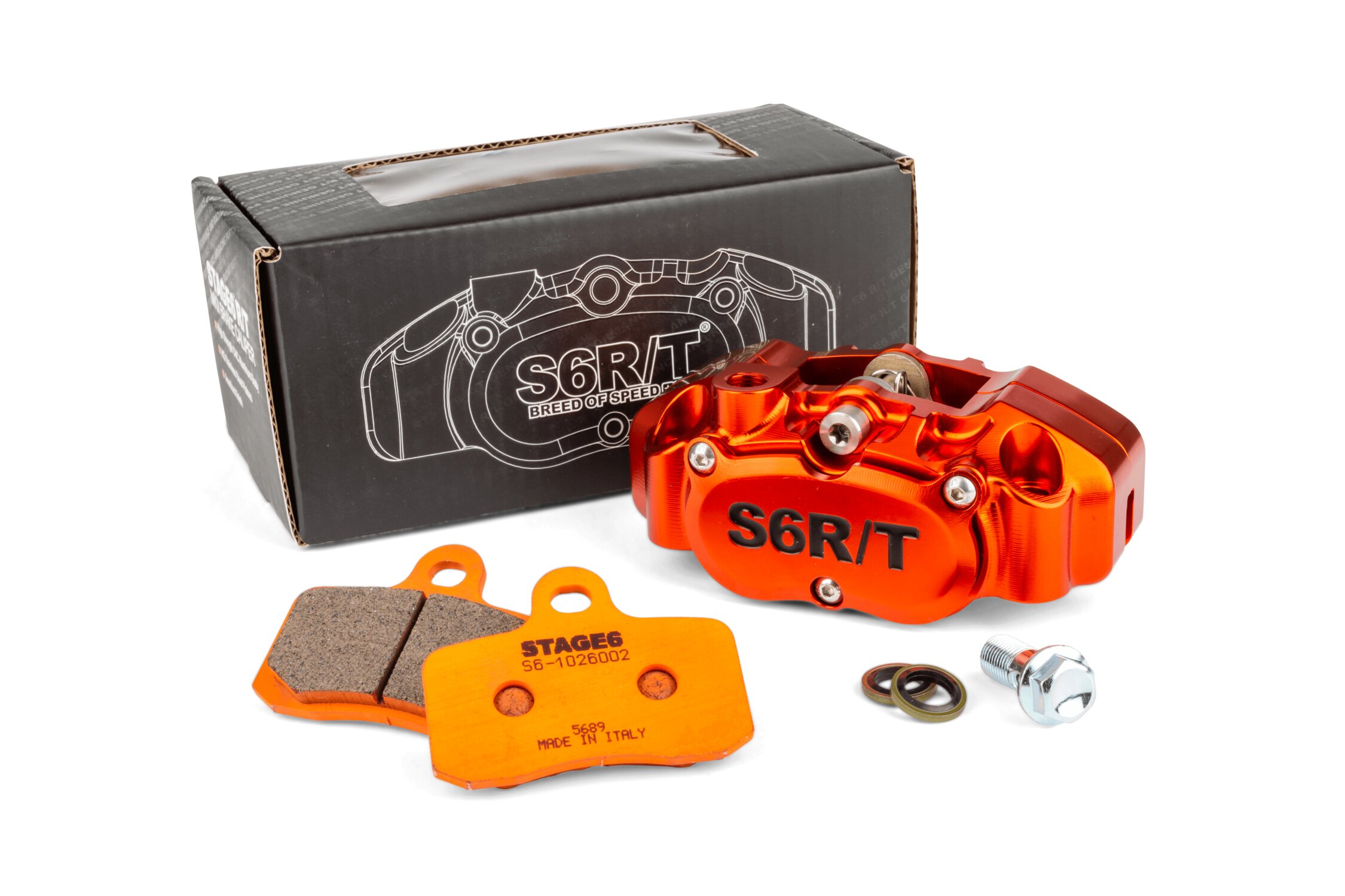 Image of Bremskit 4-Kolben Bremssattel MK2 Stage6 R/T Orange mit Racing Belägen