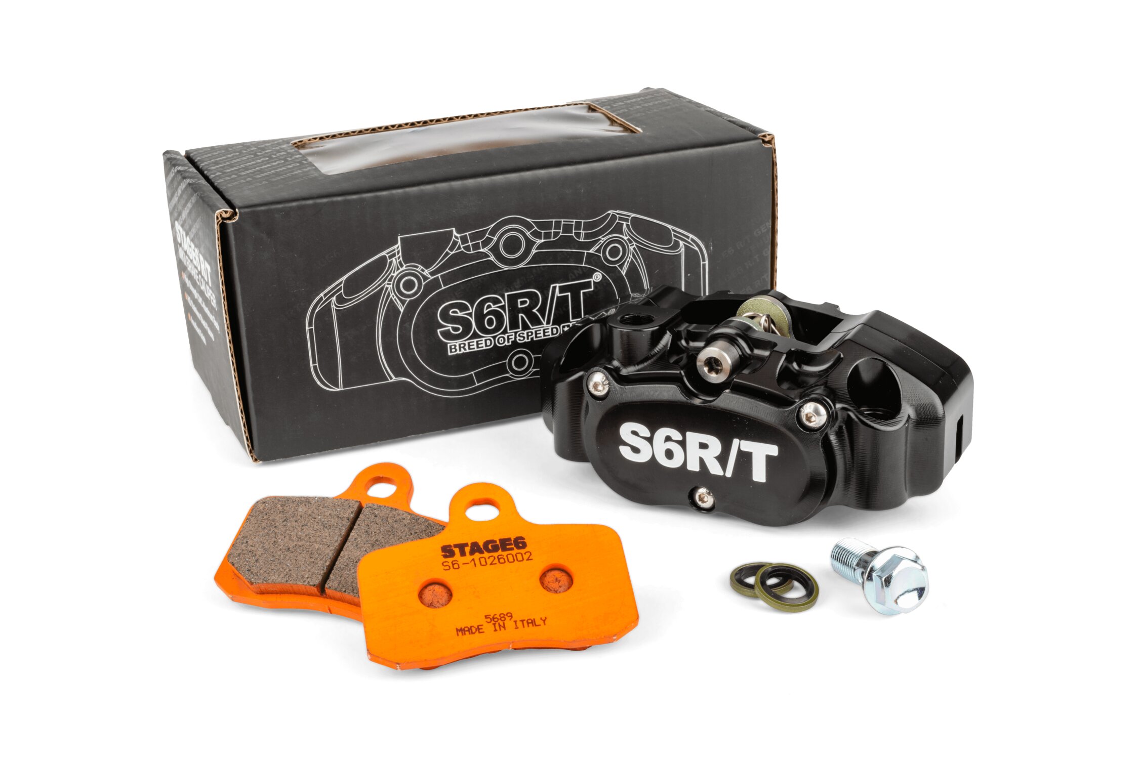 Image of Bremskit 4-Kolben Bremssattel MK2 Stage6 R/T Schwarz mit Racing Belägen