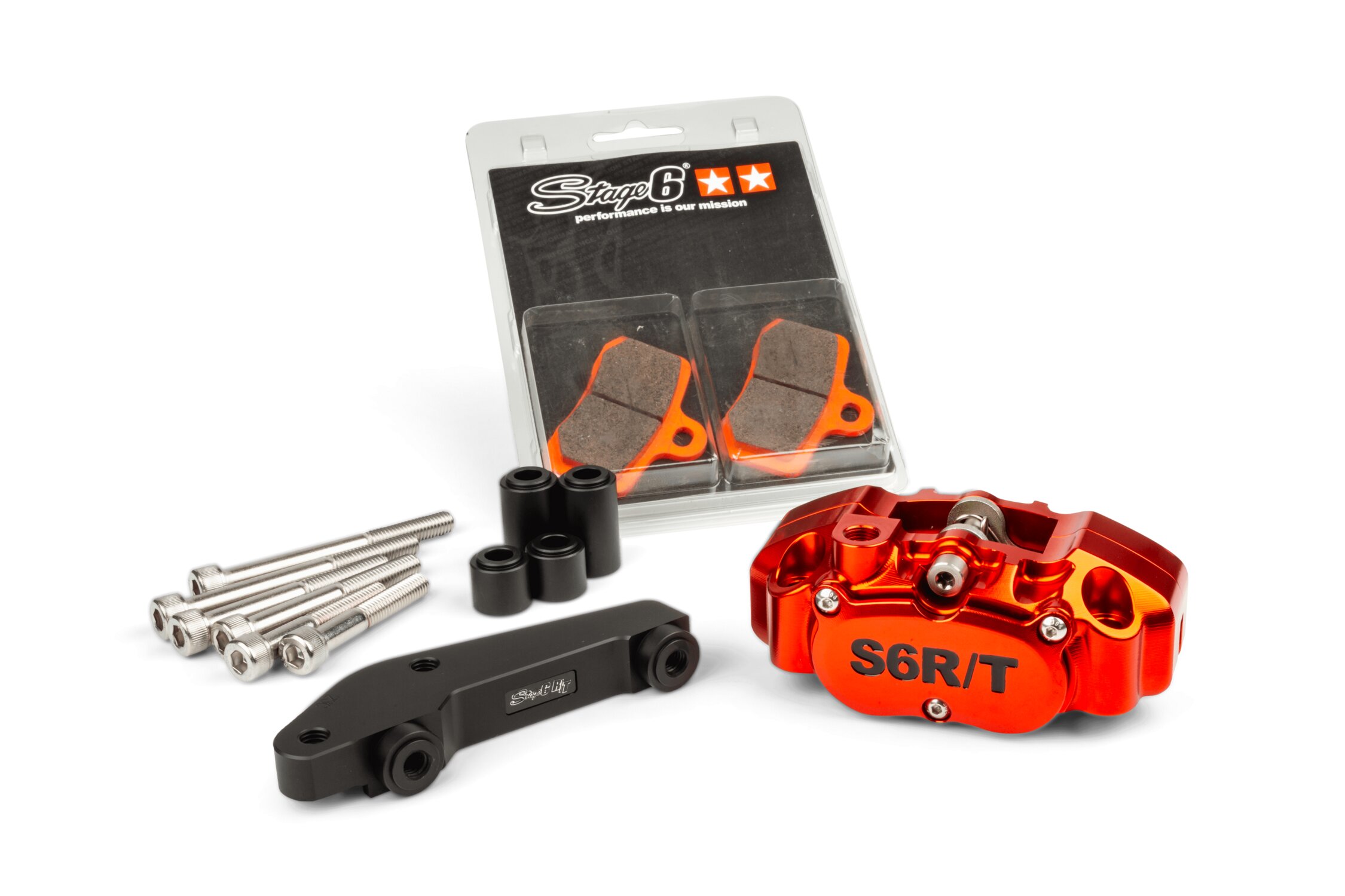 Image of 4-Kolben Bremssattel mit Adapter Brembo Stage6 R/T Orange
