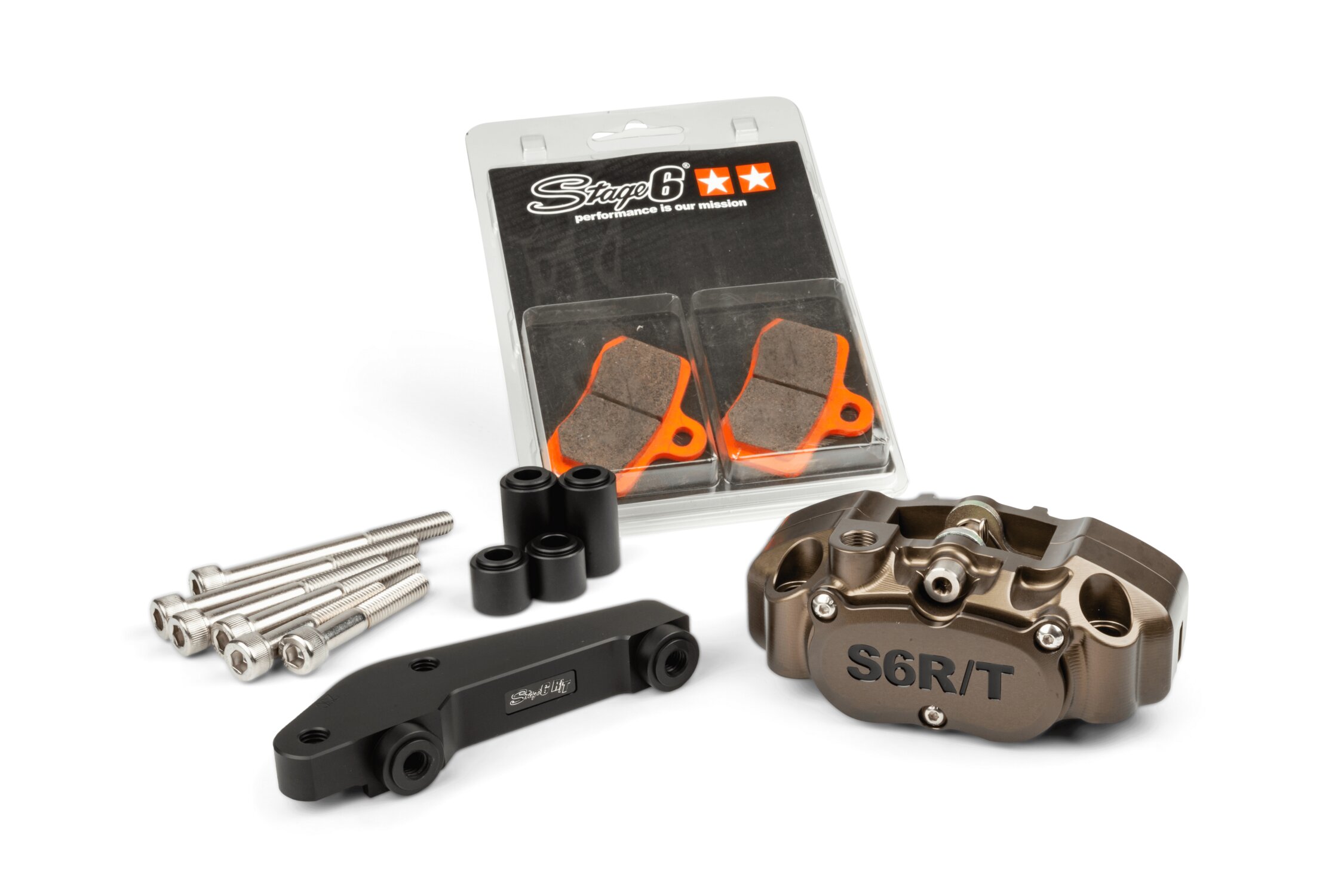 Image of 4-Kolben Bremssattel mit Adapter Brembo Stage6 R/T Hard anodised