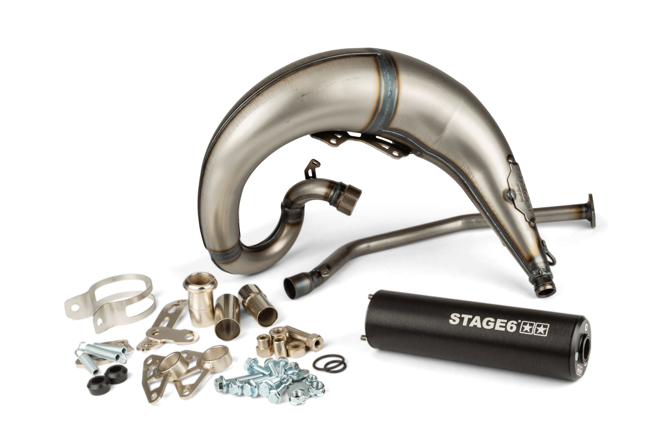 Image of Auspuffanlage Stage6 Streetrace high mount CNC schwarz Derbi Senda